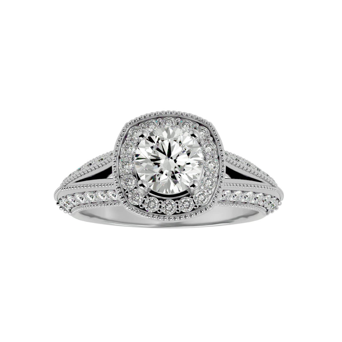 Amna halo diamond engagement ring