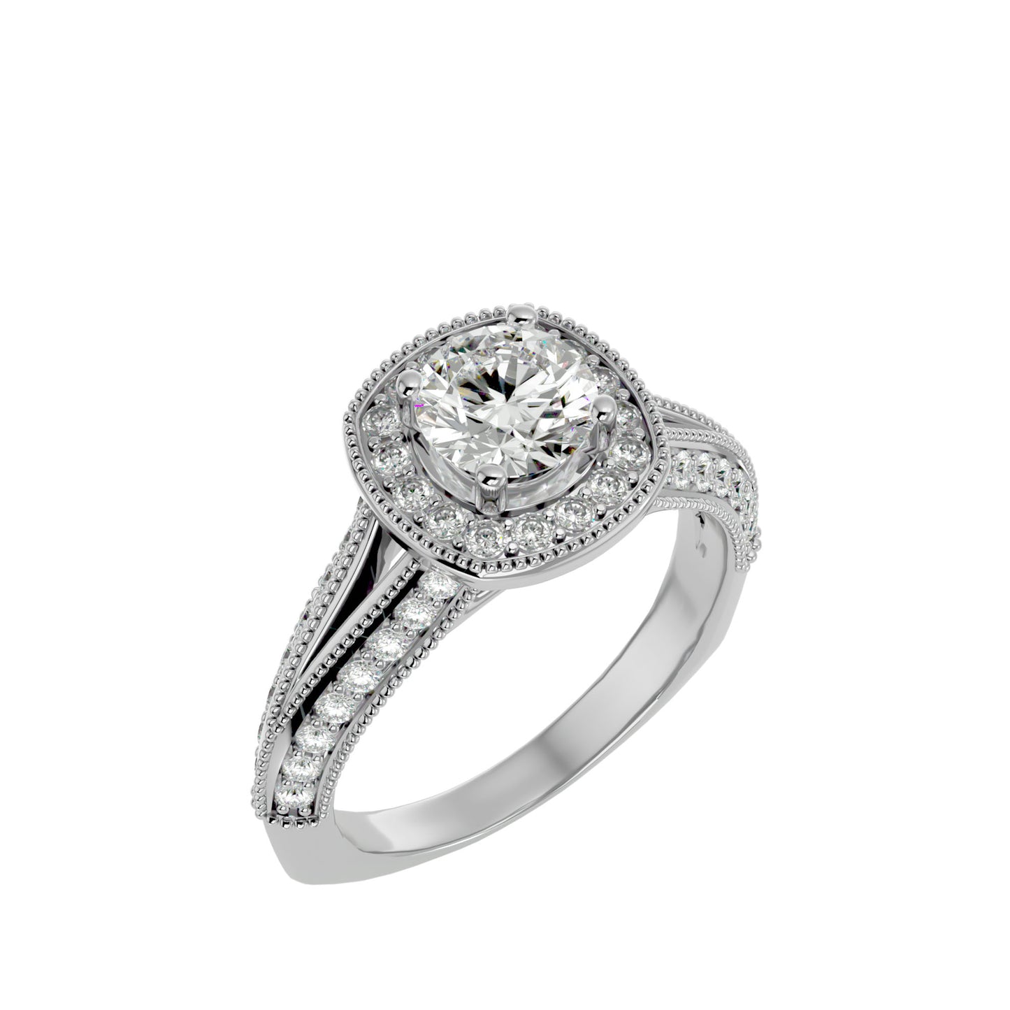 Amna halo diamond engagement ring