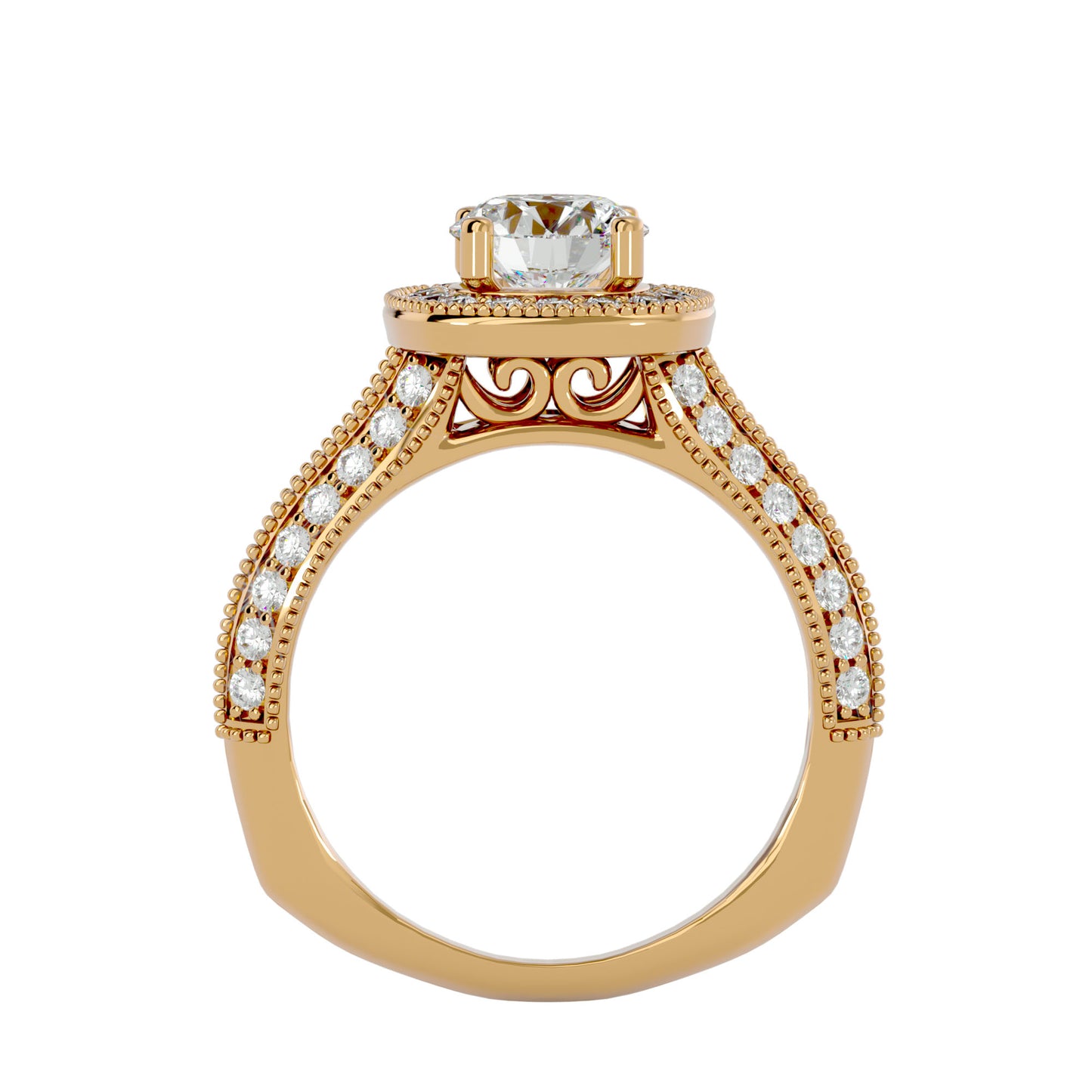Amna halo diamond engagement ring