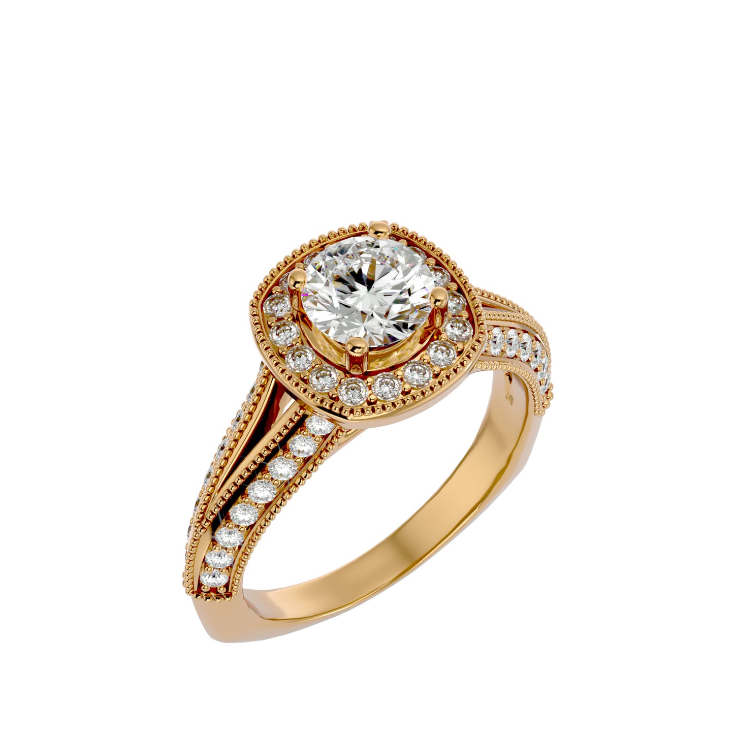 Amna halo diamond engagement ring