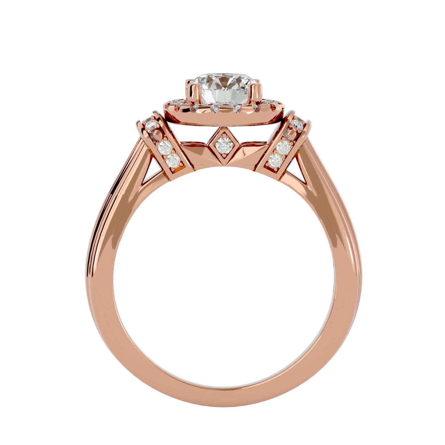 Sara halo diamond engagement ring