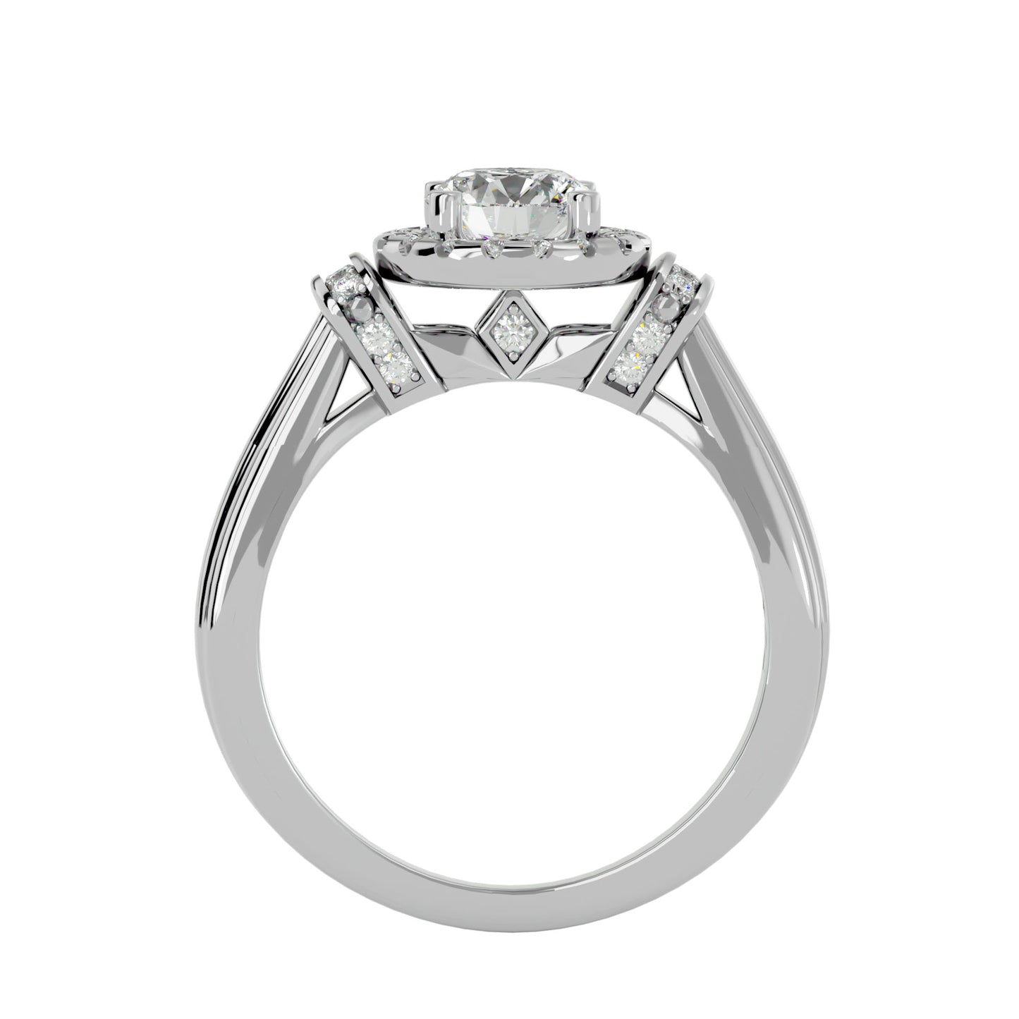 Sara halo diamond engagement ring