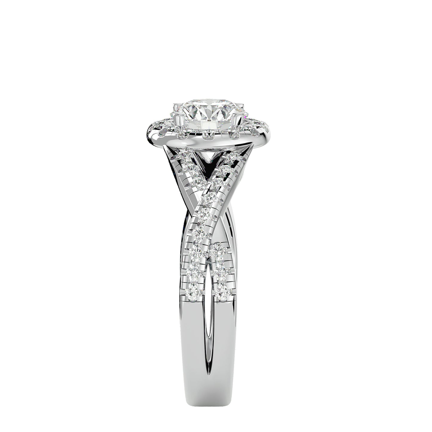 Bea criss cross diamond engagement ring
