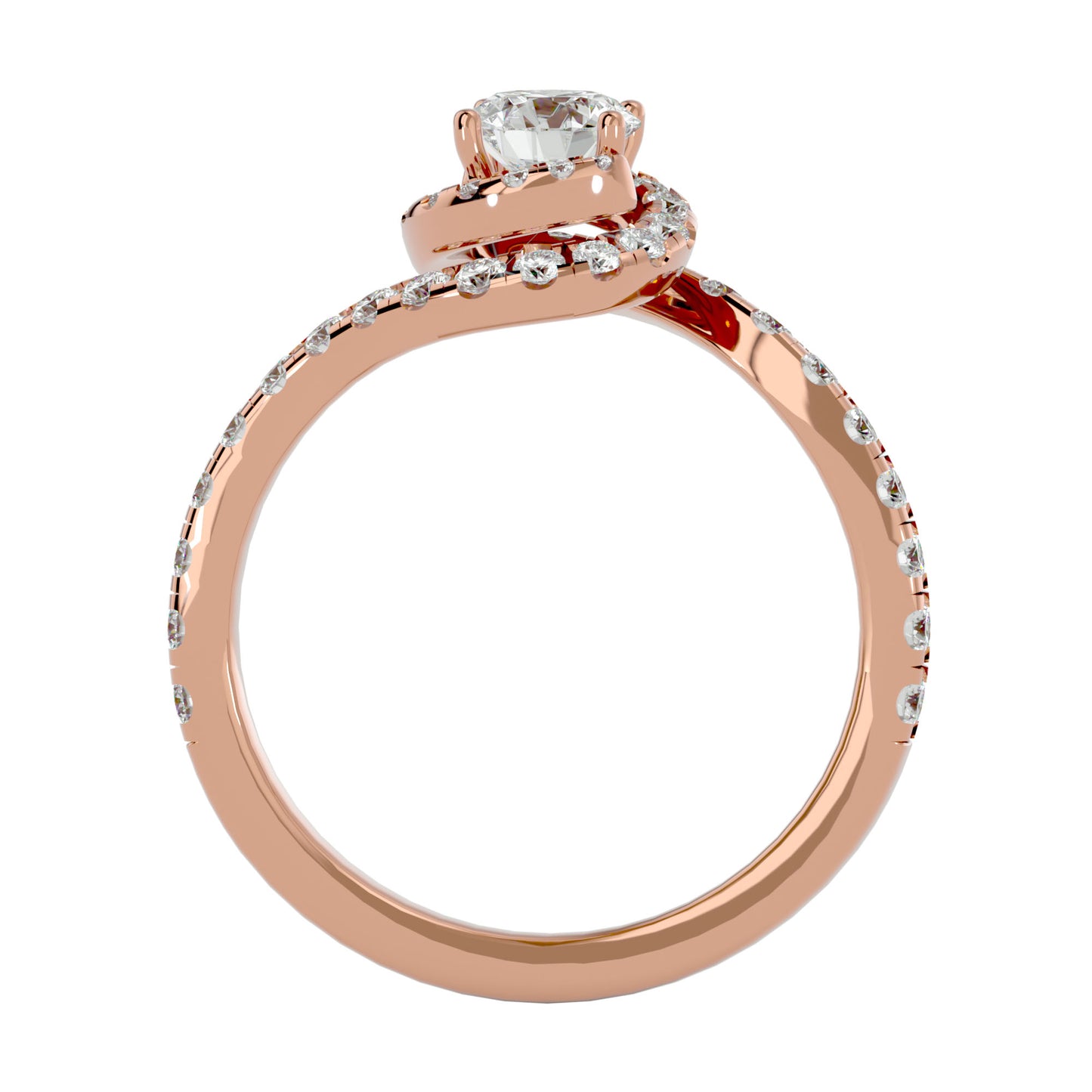 Round spiral diamond engagement ring