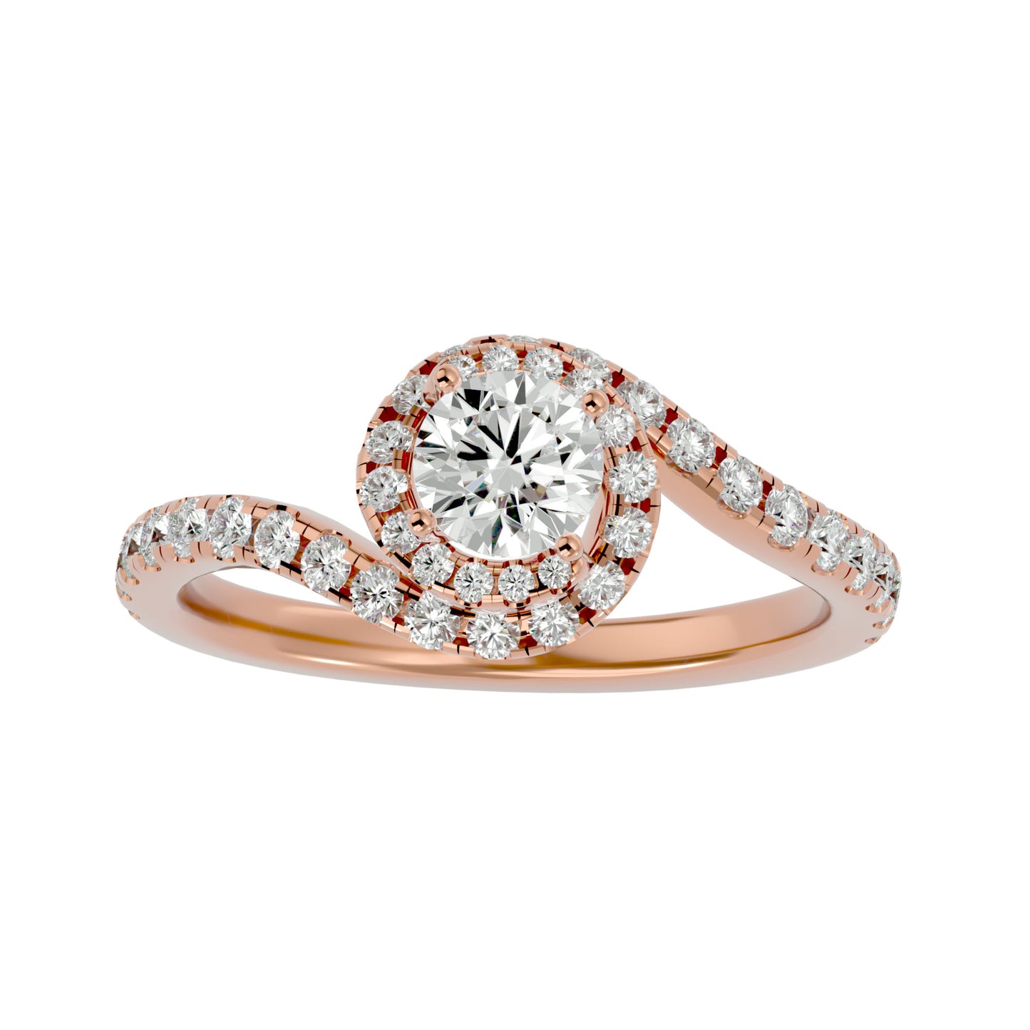 Round spiral diamond engagement ring