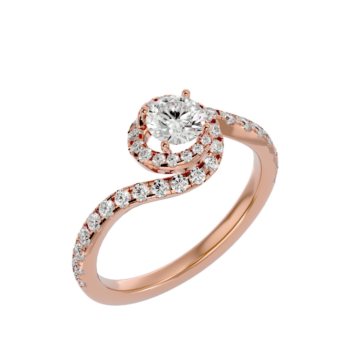 Round spiral diamond engagement ring