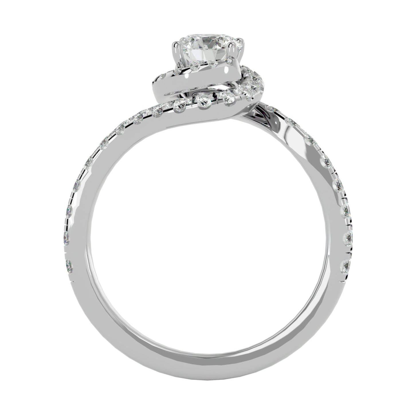 Round spiral diamond engagement ring