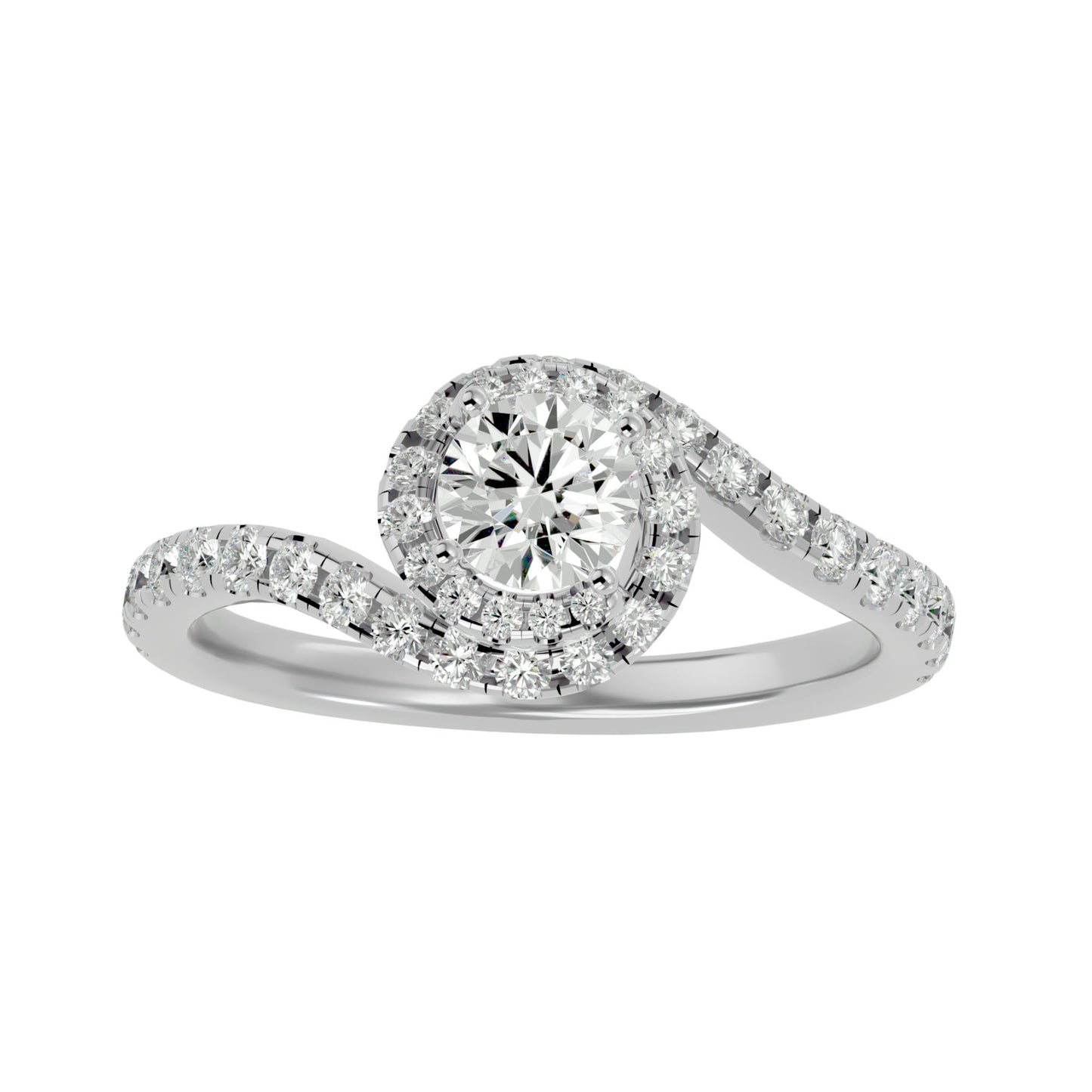 Round spiral diamond engagement ring