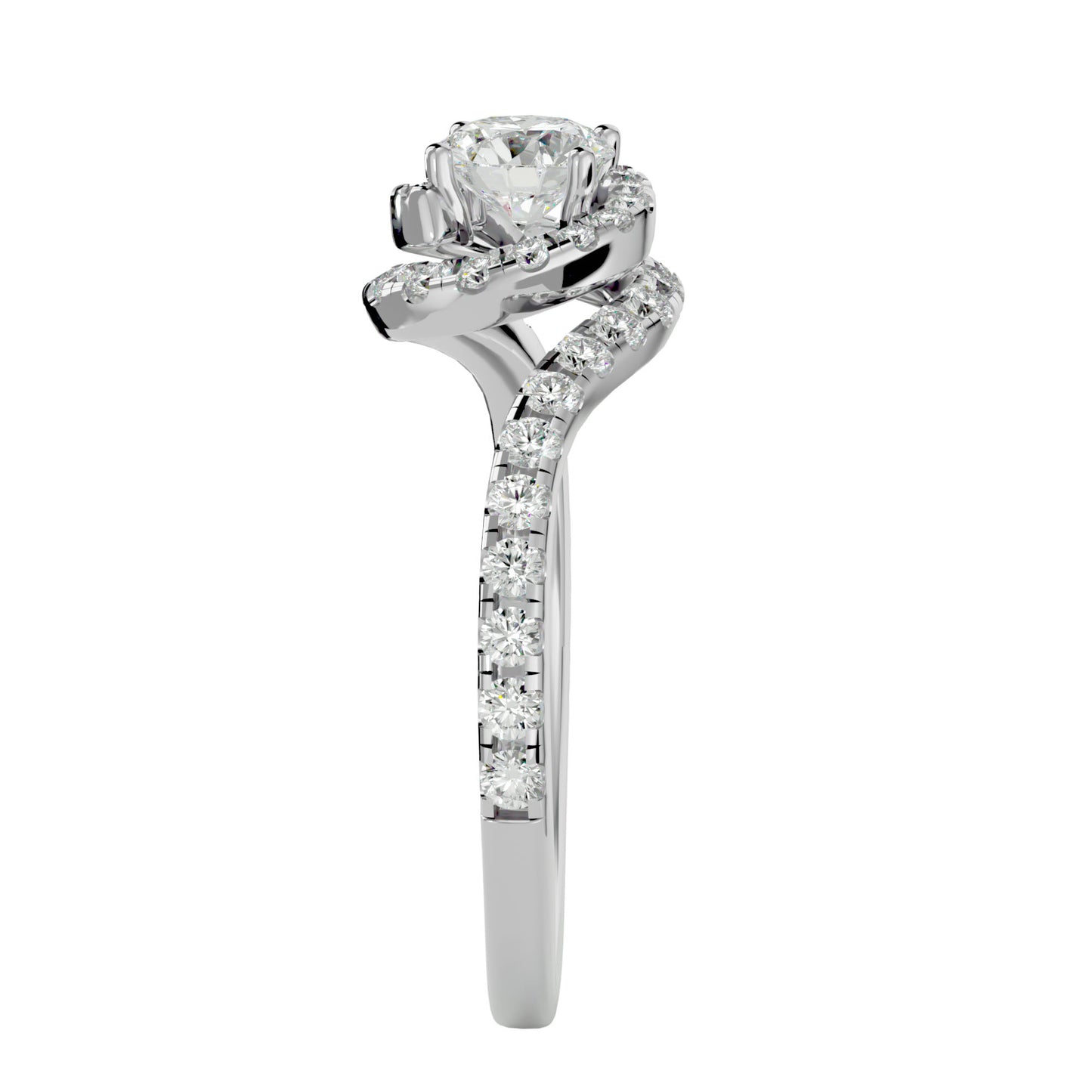 Round spiral diamond engagement ring