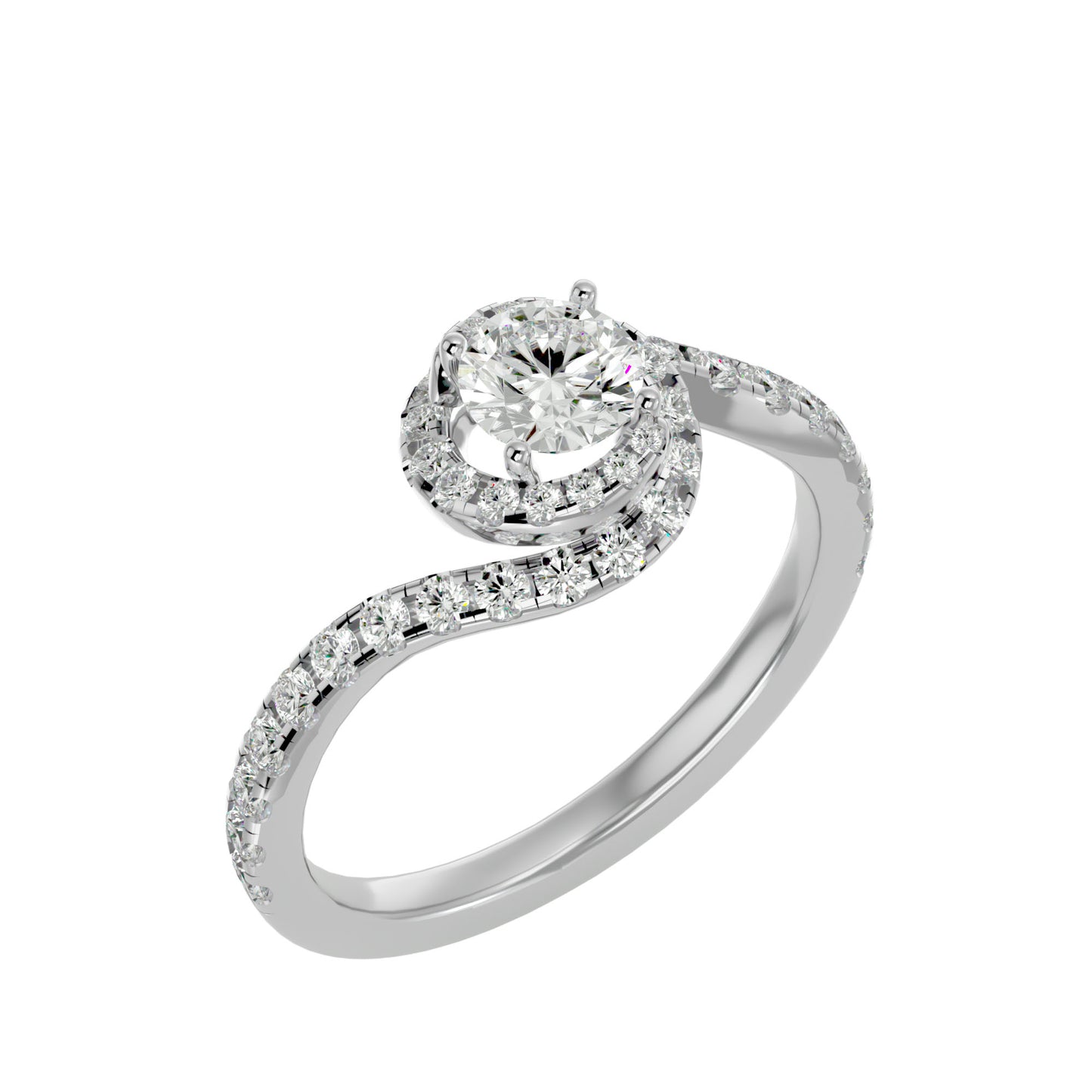 Round spiral diamond engagement ring