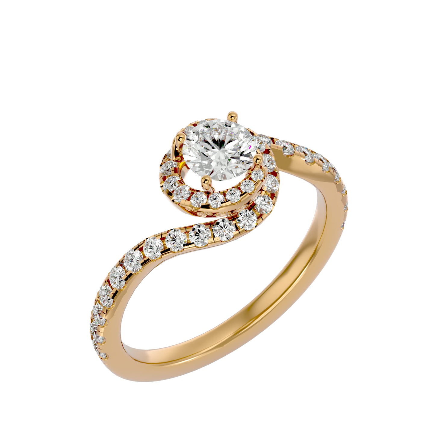 Round spiral diamond engagement ring