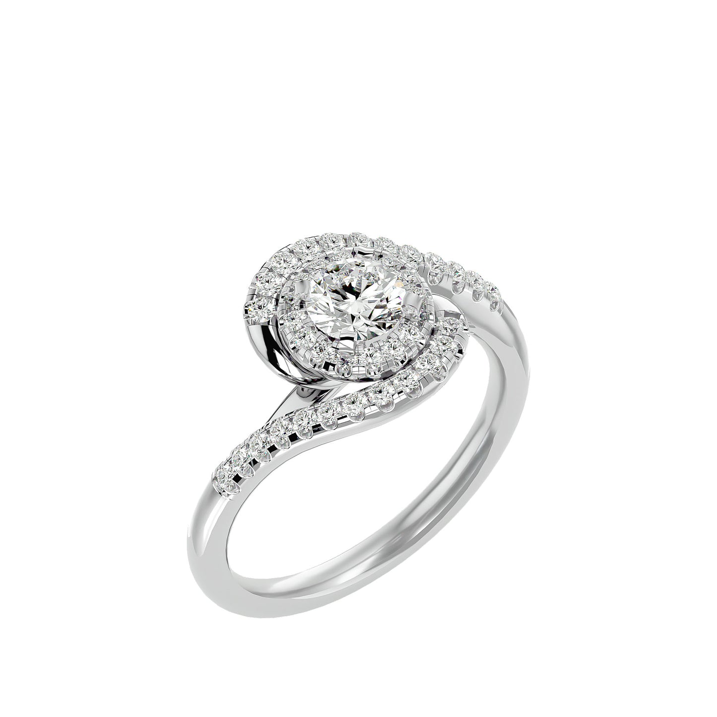 Twisted halo diamond engagement ring