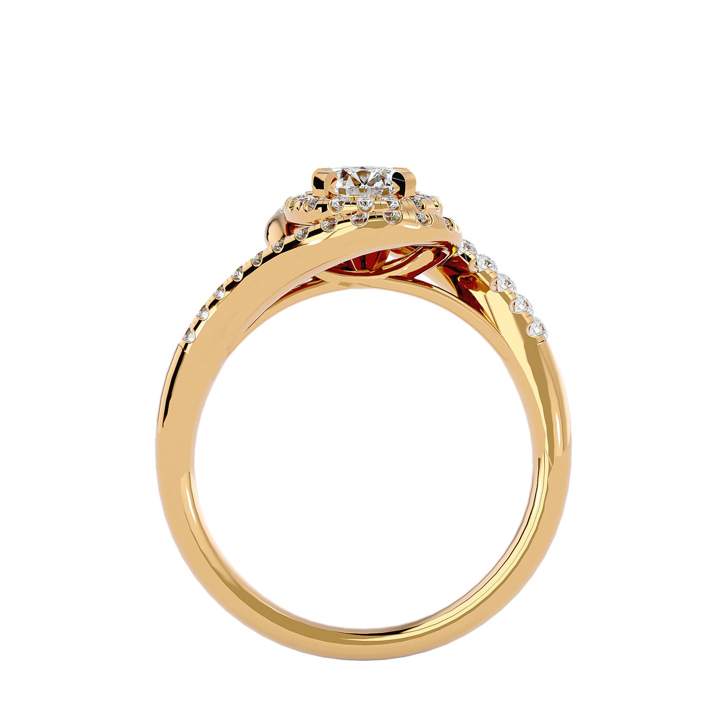 Twisted halo diamond engagement ring