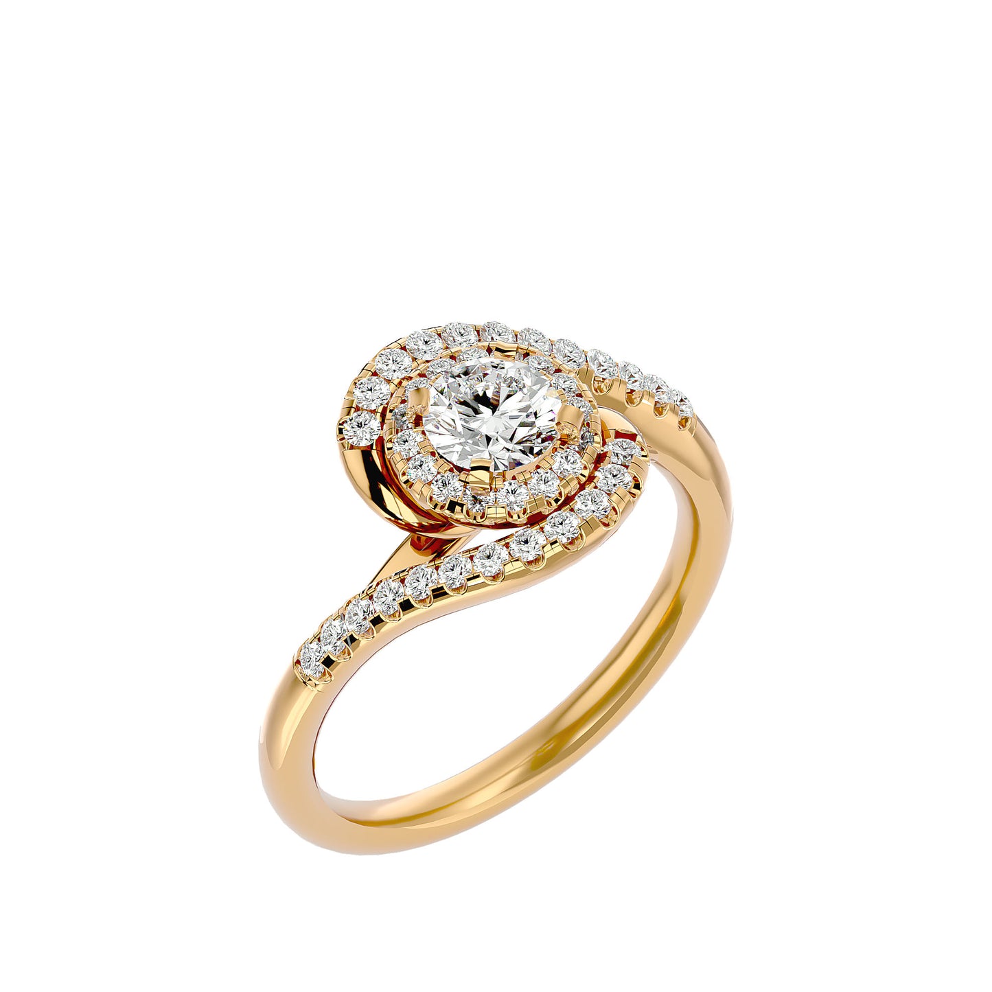 Twisted halo diamond engagement ring