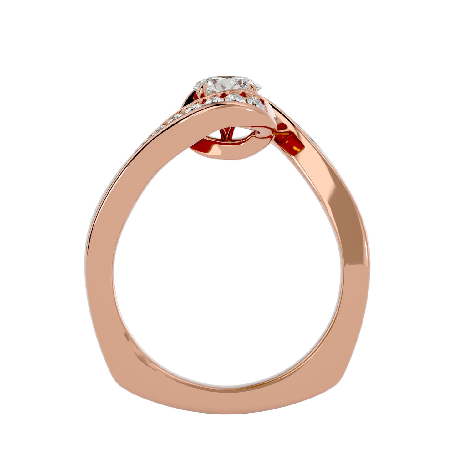 Bypass euro shank diamond engagement ring