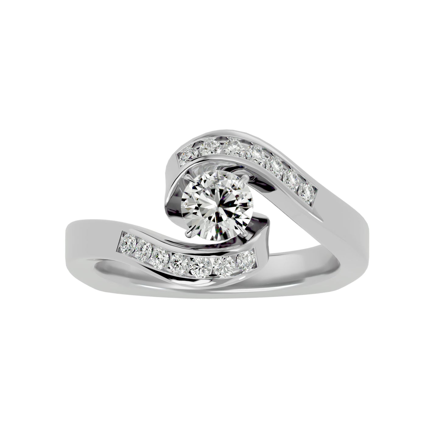 Bypass euro shank diamond engagement ring