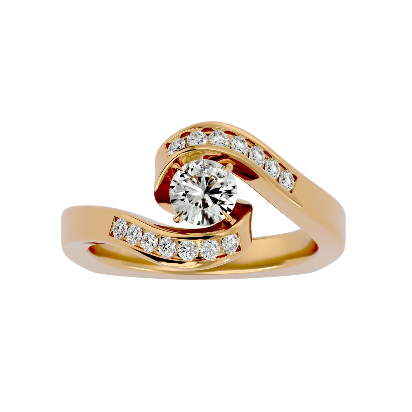 Bypass euro shank diamond engagement ring