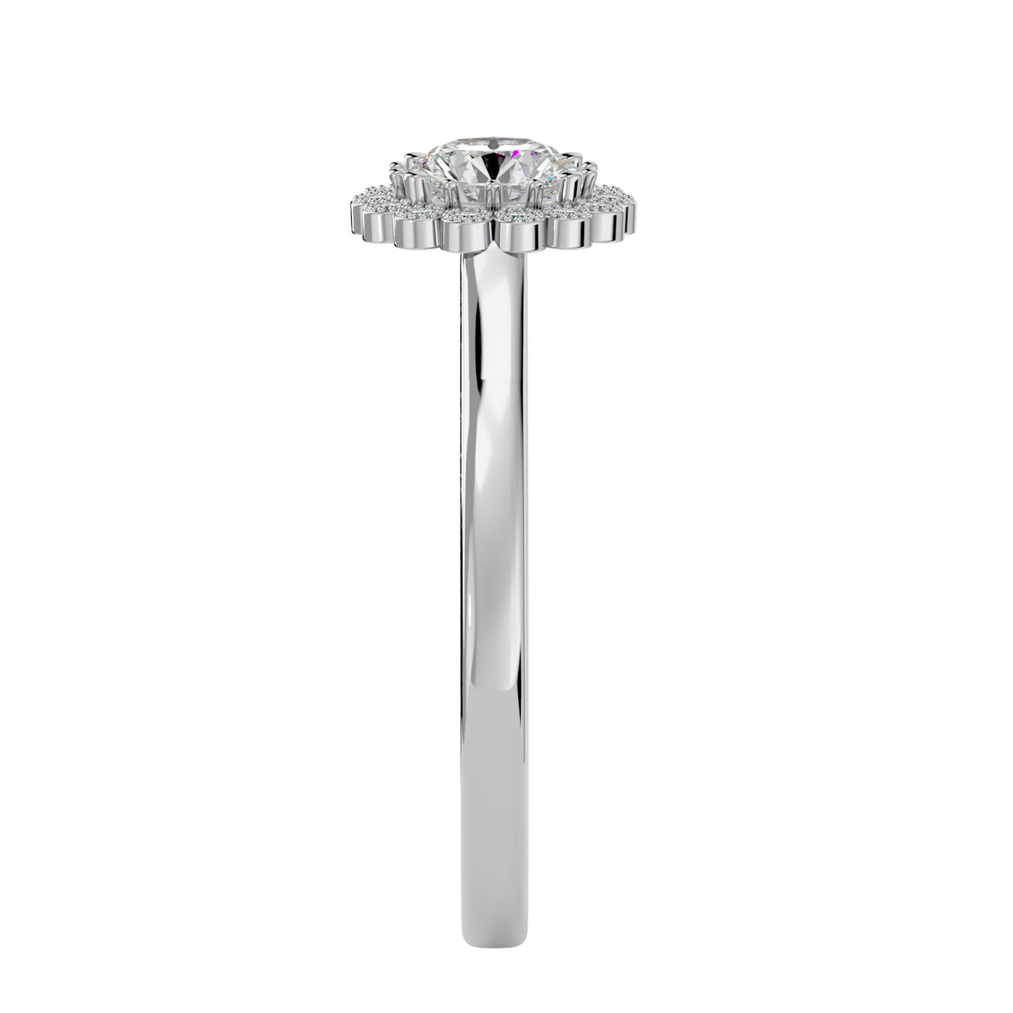 Flower Round diamond engagement ring