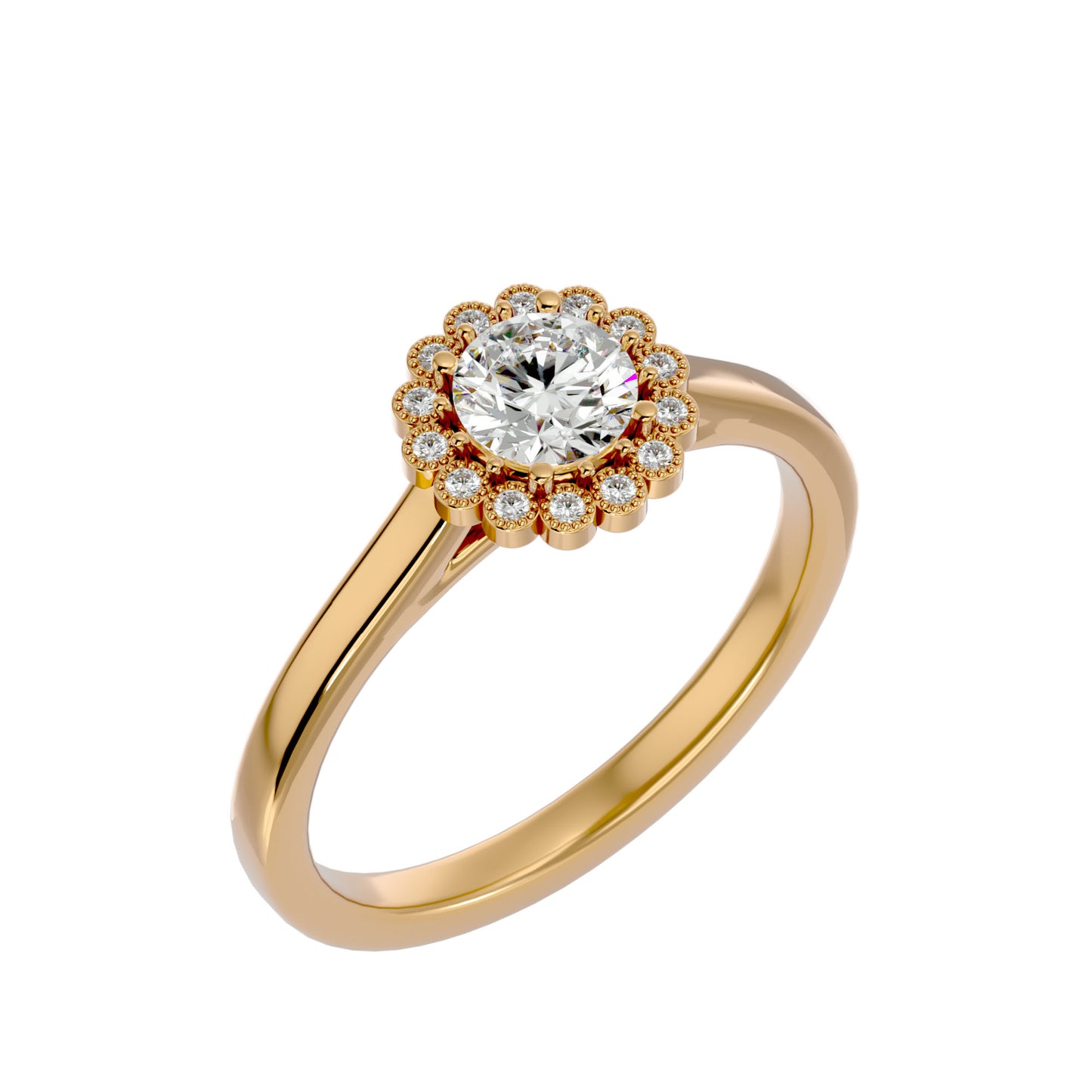 Flower Round diamond engagement ring