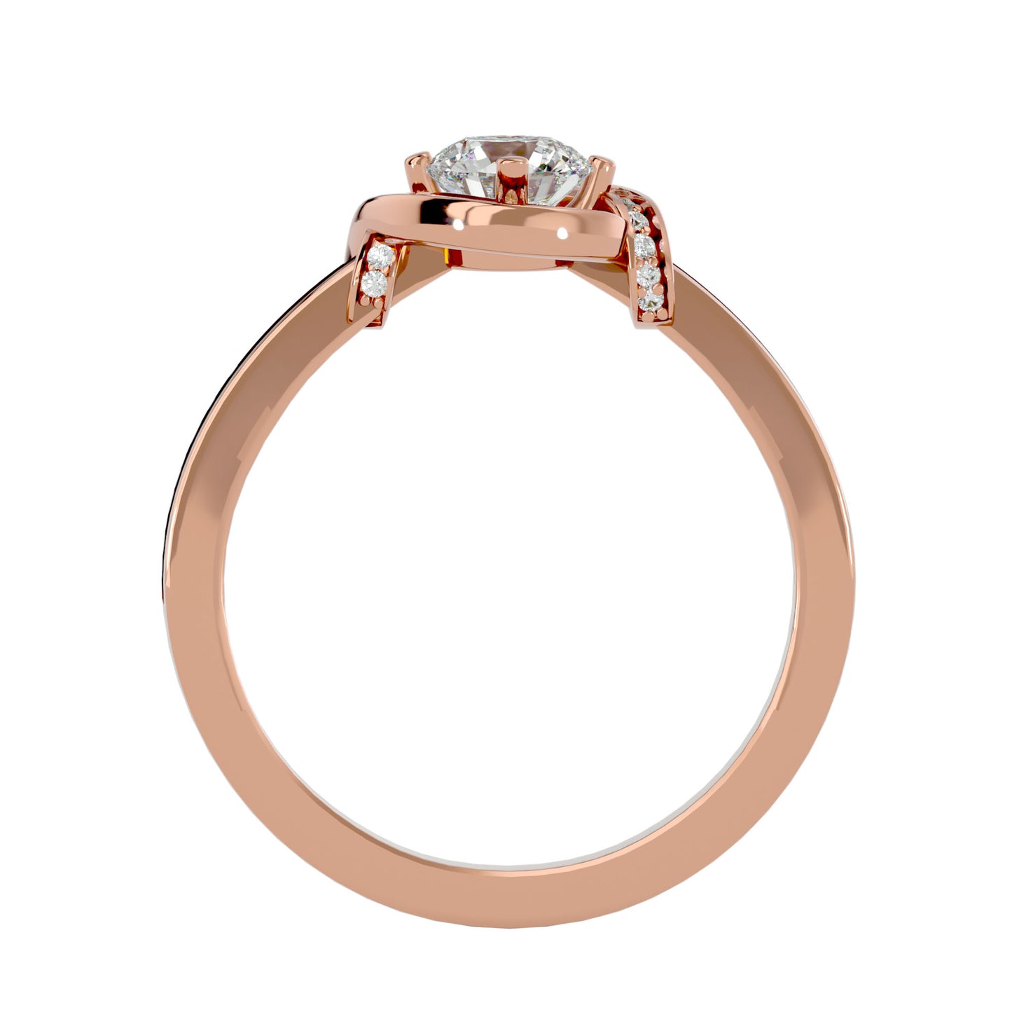 Round knot diamond engagement ring