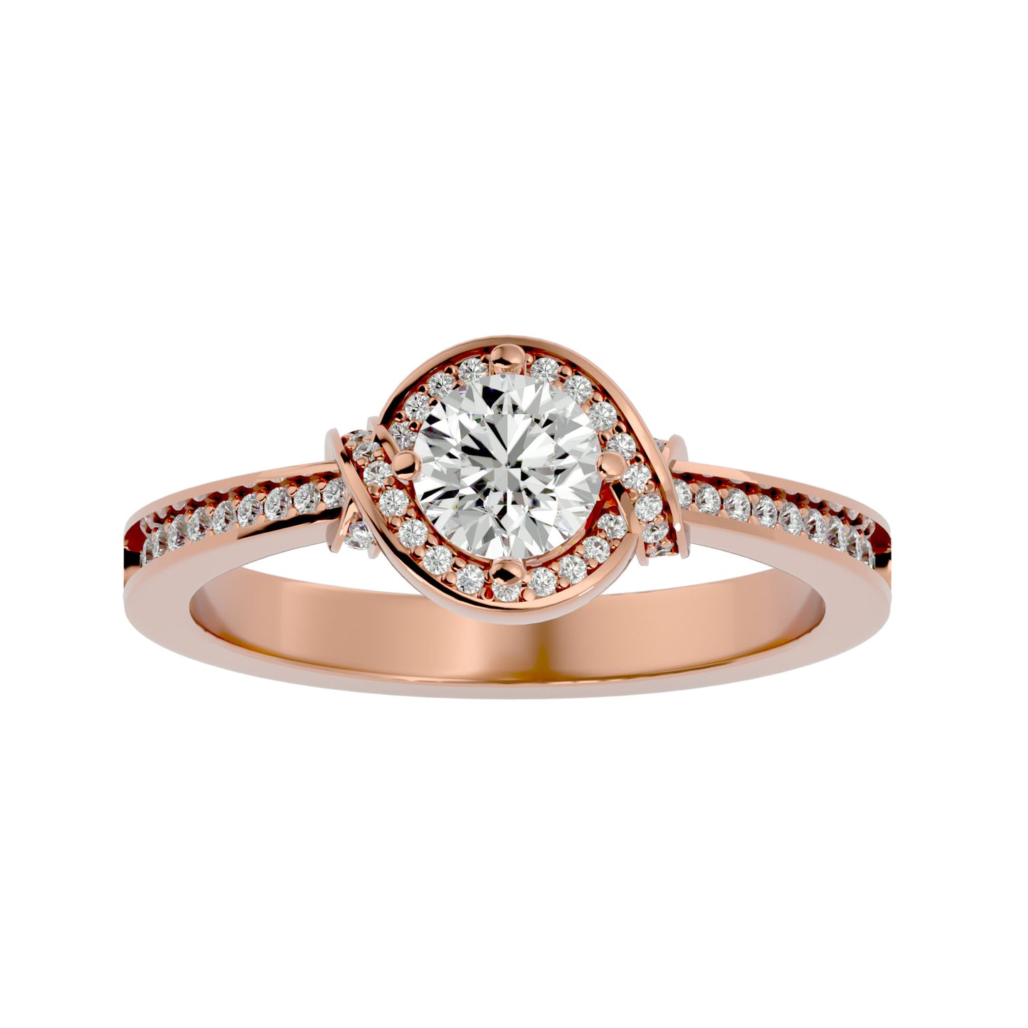 Round knot diamond engagement ring