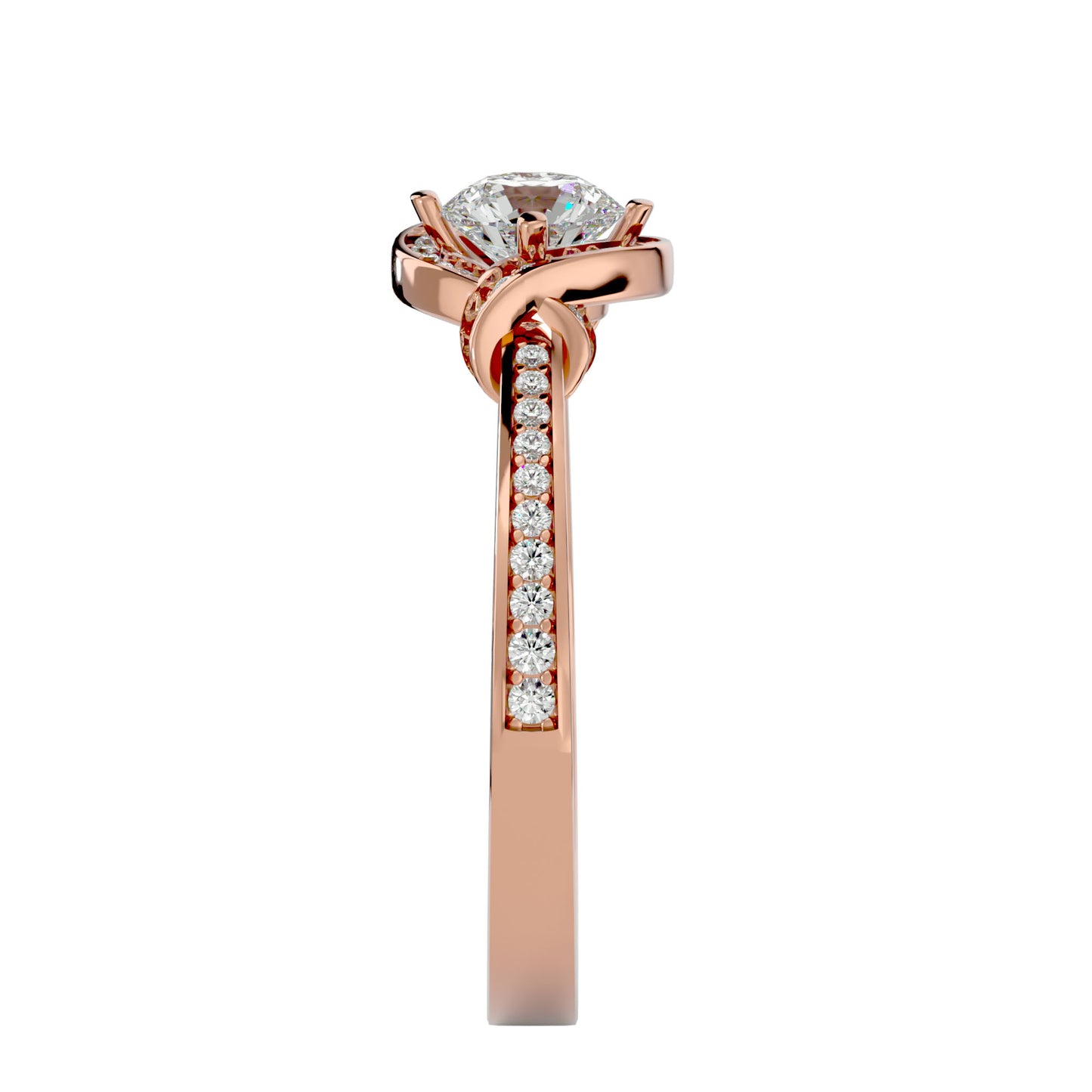 Round knot diamond engagement ring