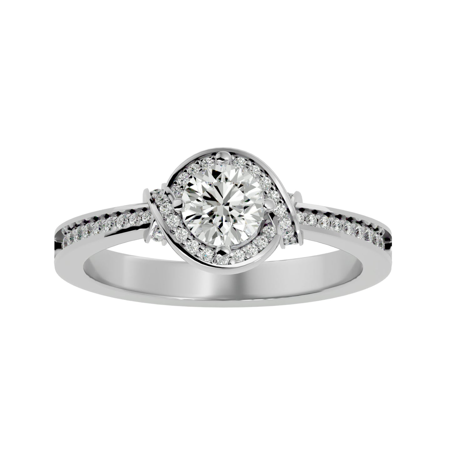 Round knot diamond engagement ring