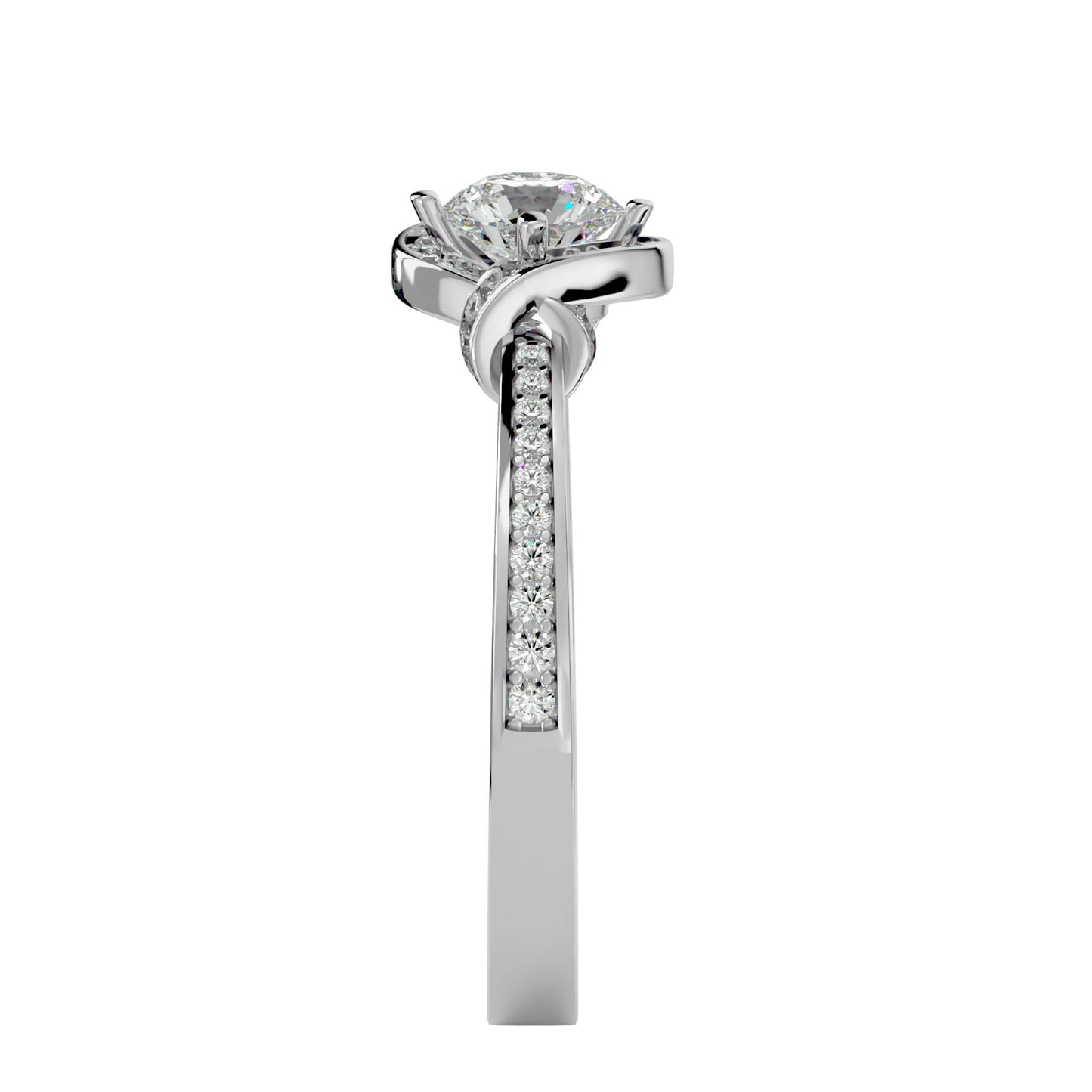 Round knot diamond engagement ring