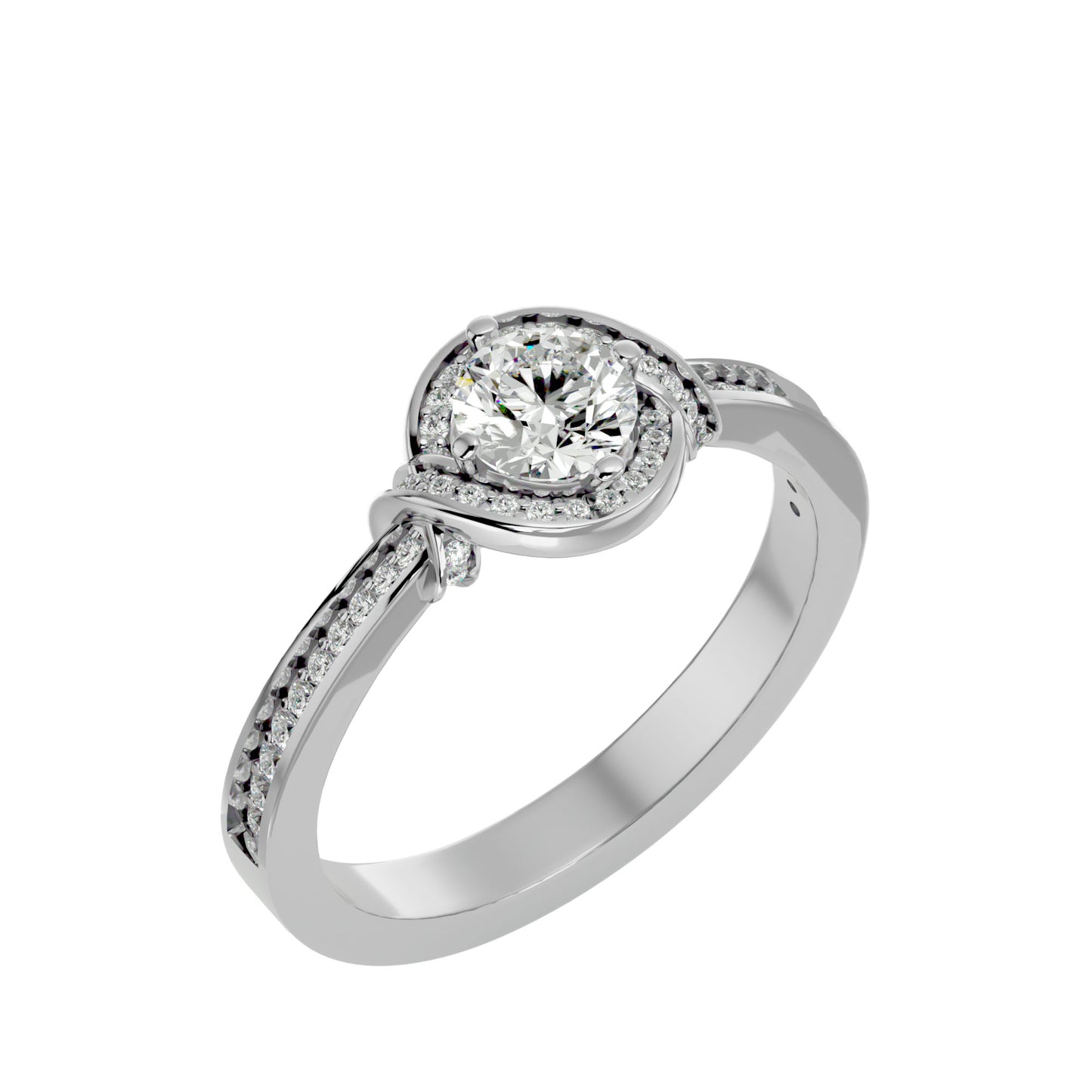 Round knot diamond engagement ring