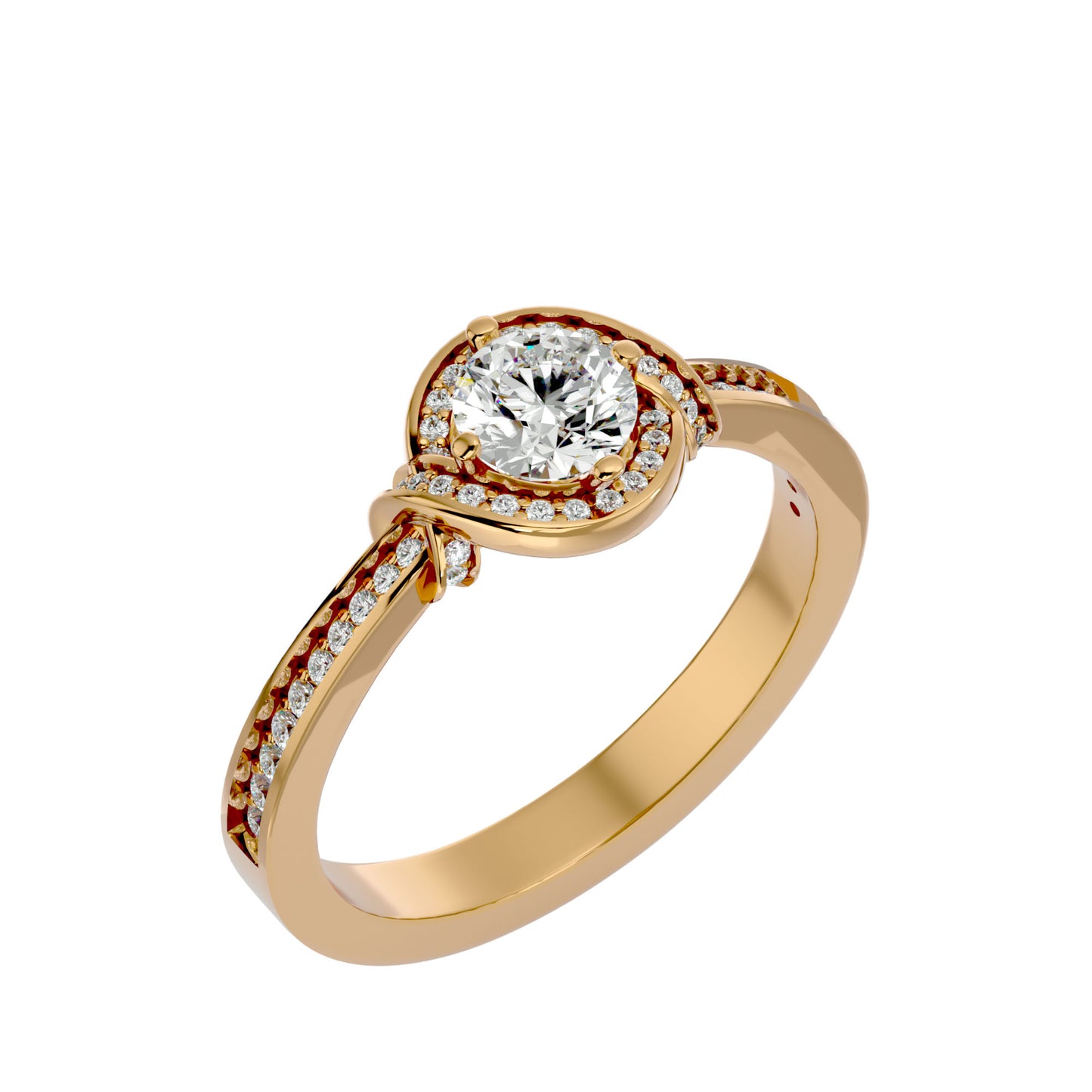 Round knot diamond engagement ring