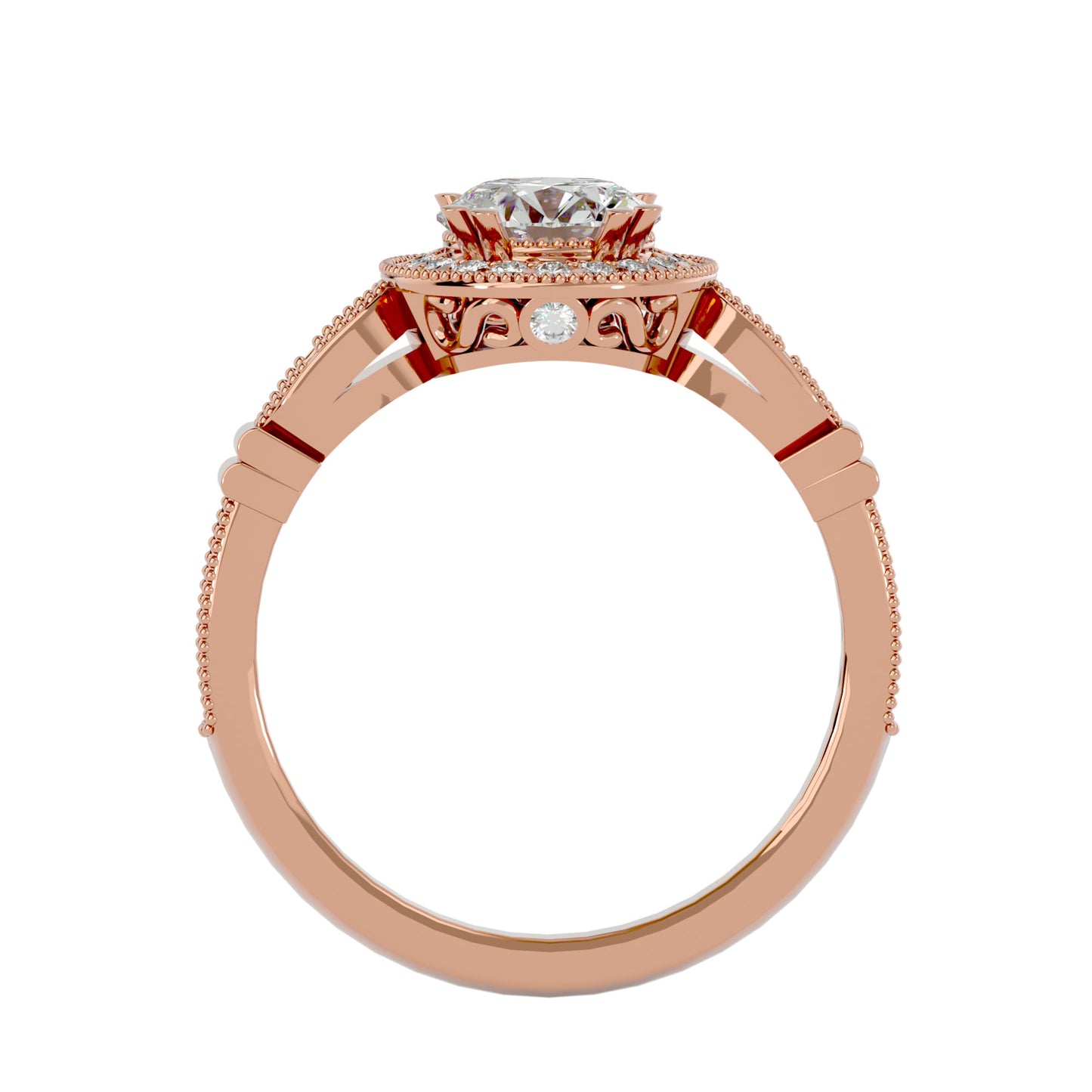 Aisley halo milligrain diamond engagement ring