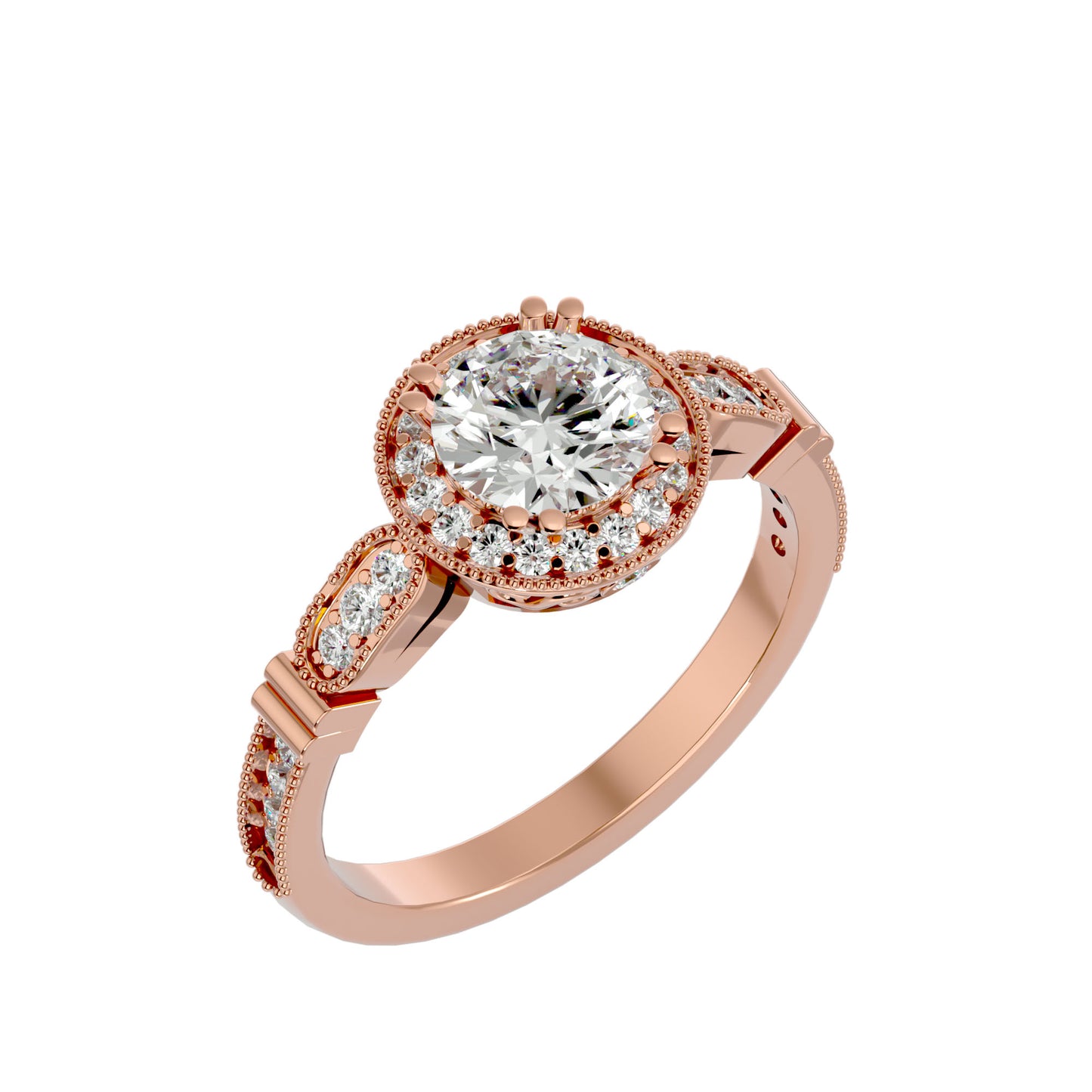 Aisley halo milligrain diamond engagement ring