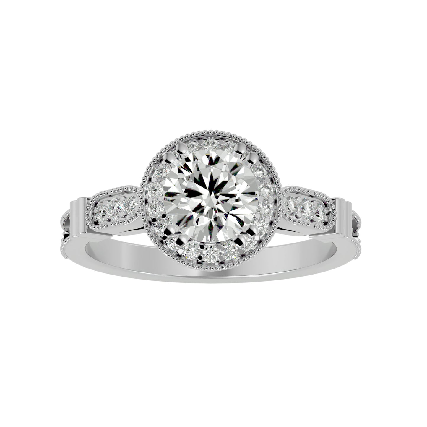 Aisley halo milligrain diamond engagement ring