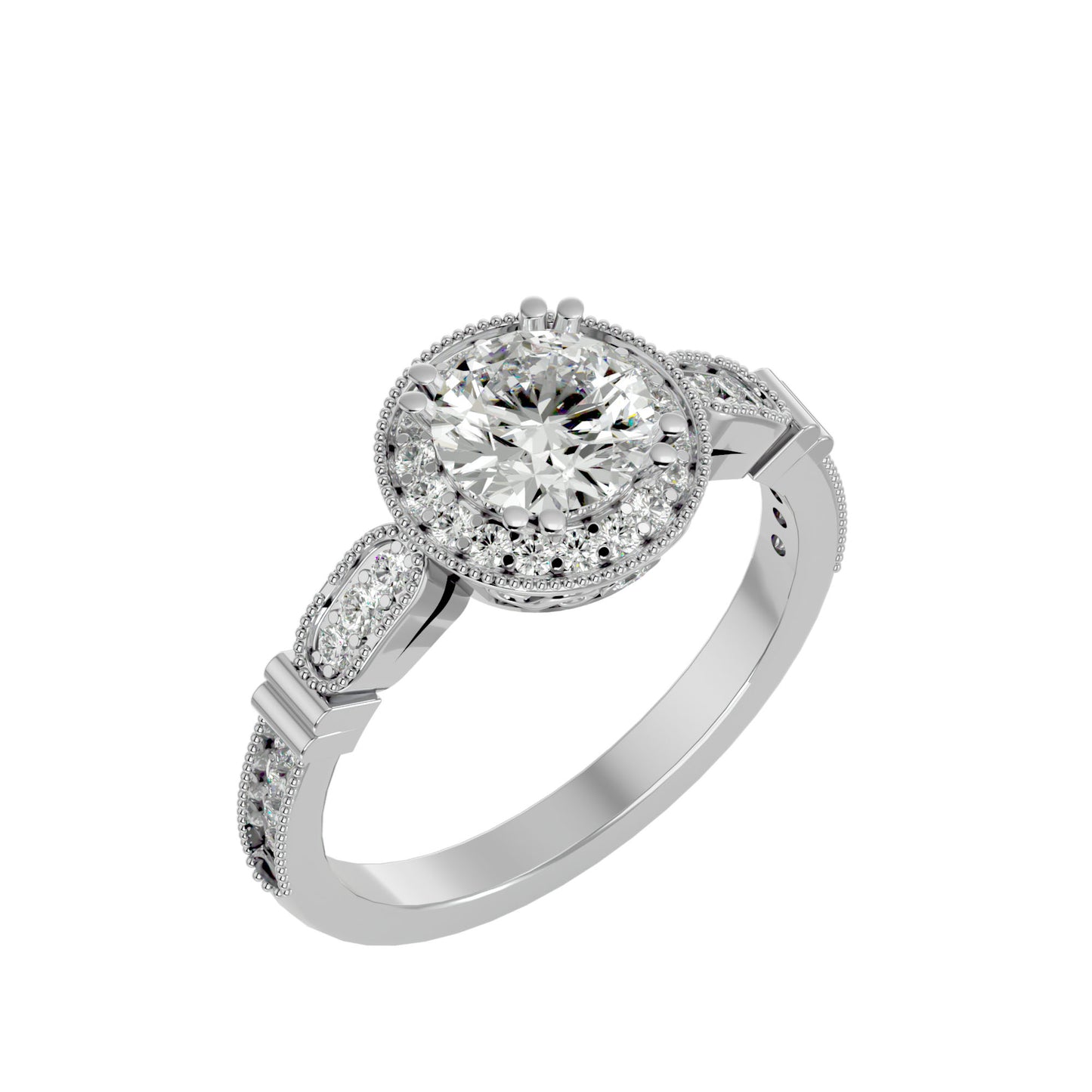 Aisley halo milligrain diamond engagement ring