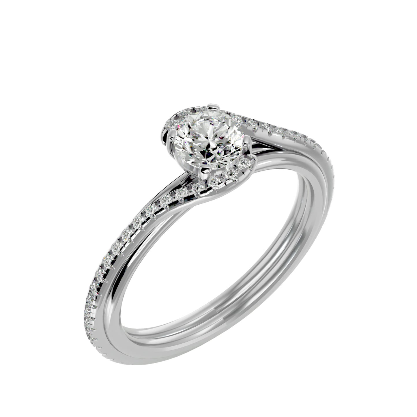 Round by-pass diamond engagement ring