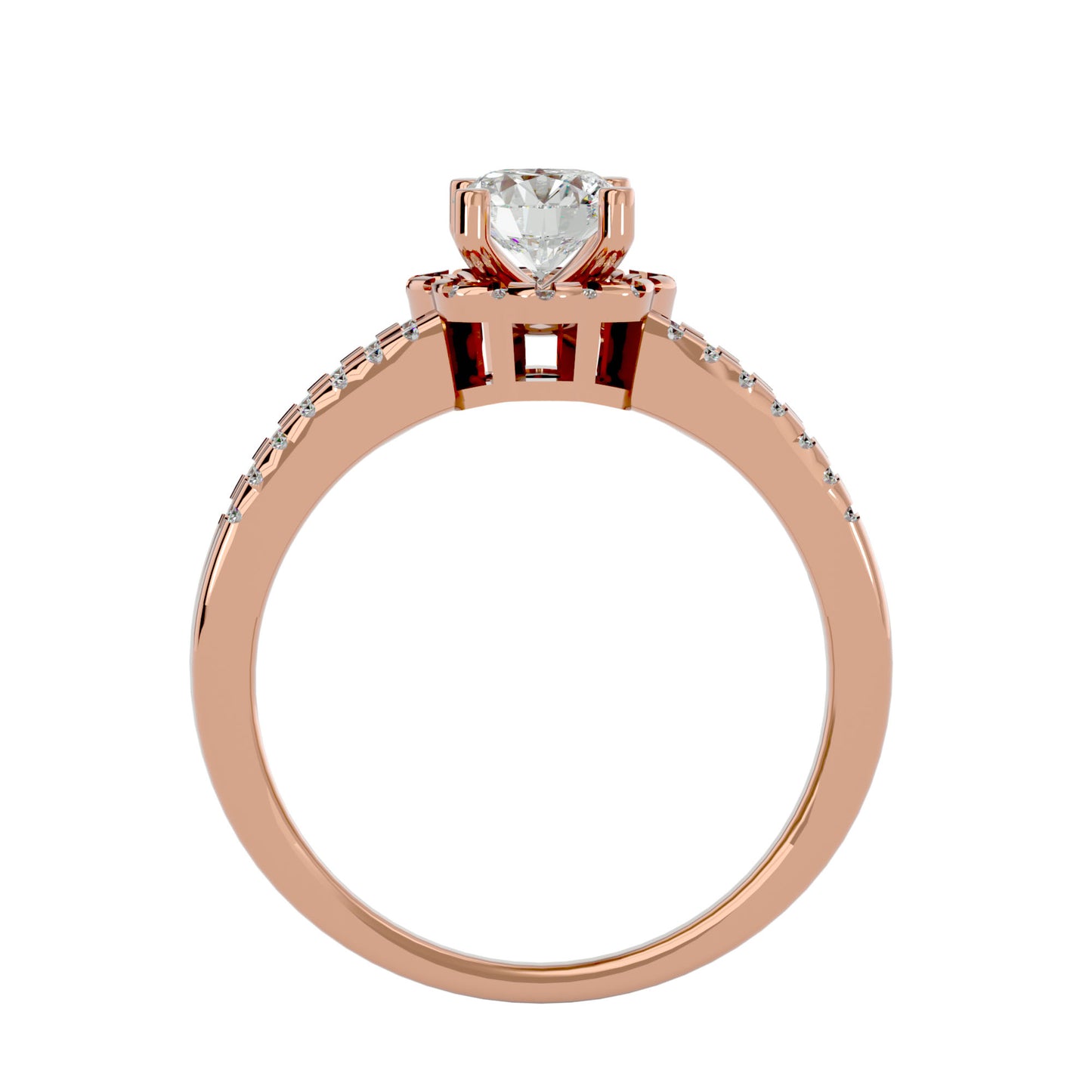 Flower split shank diamond engagement ring