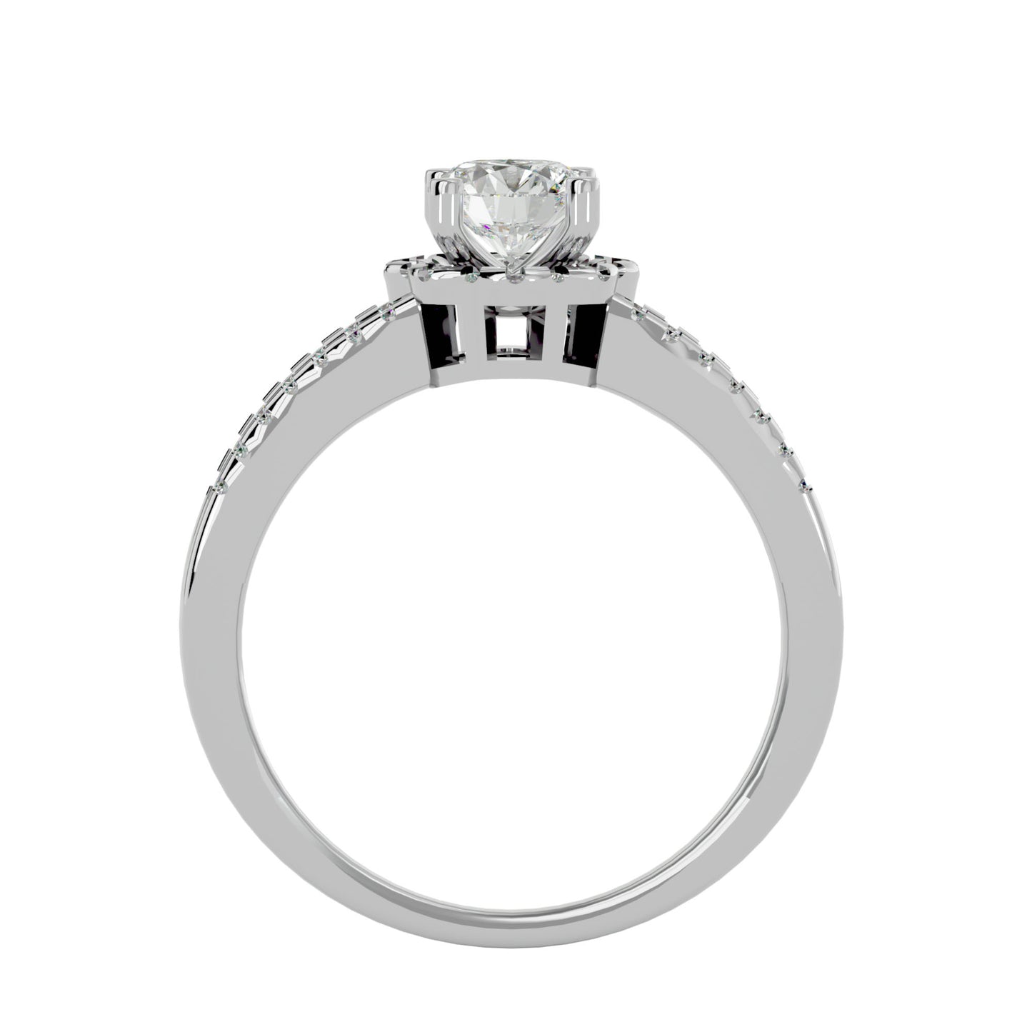 Flower split shank diamond engagement ring