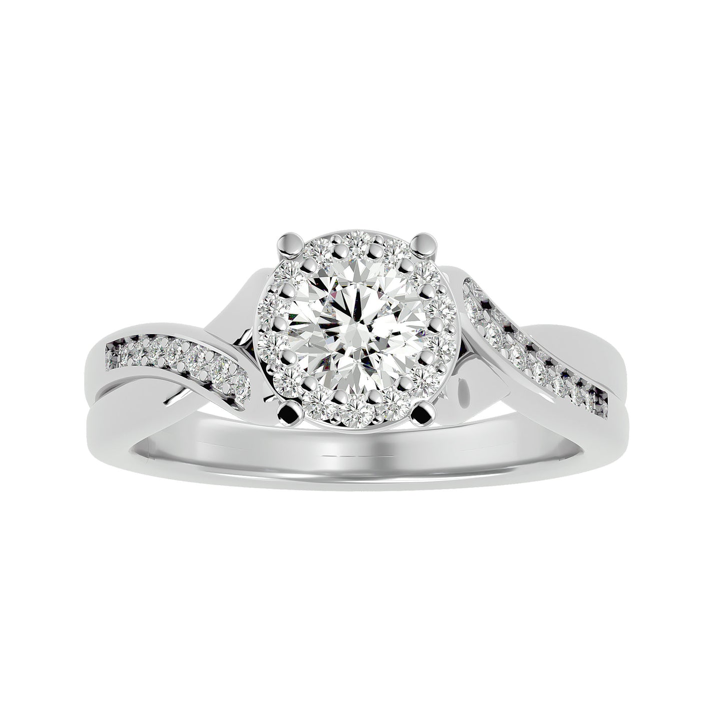 Tora halo criss cross diamond engagement ring