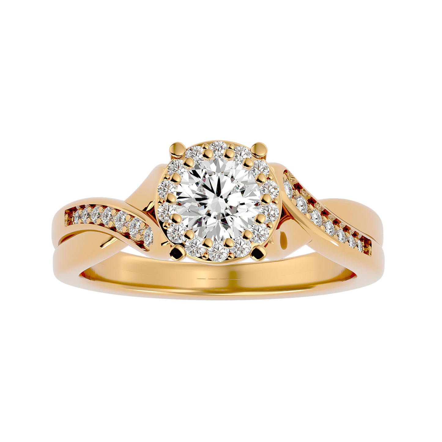Tora halo criss cross diamond engagement ring