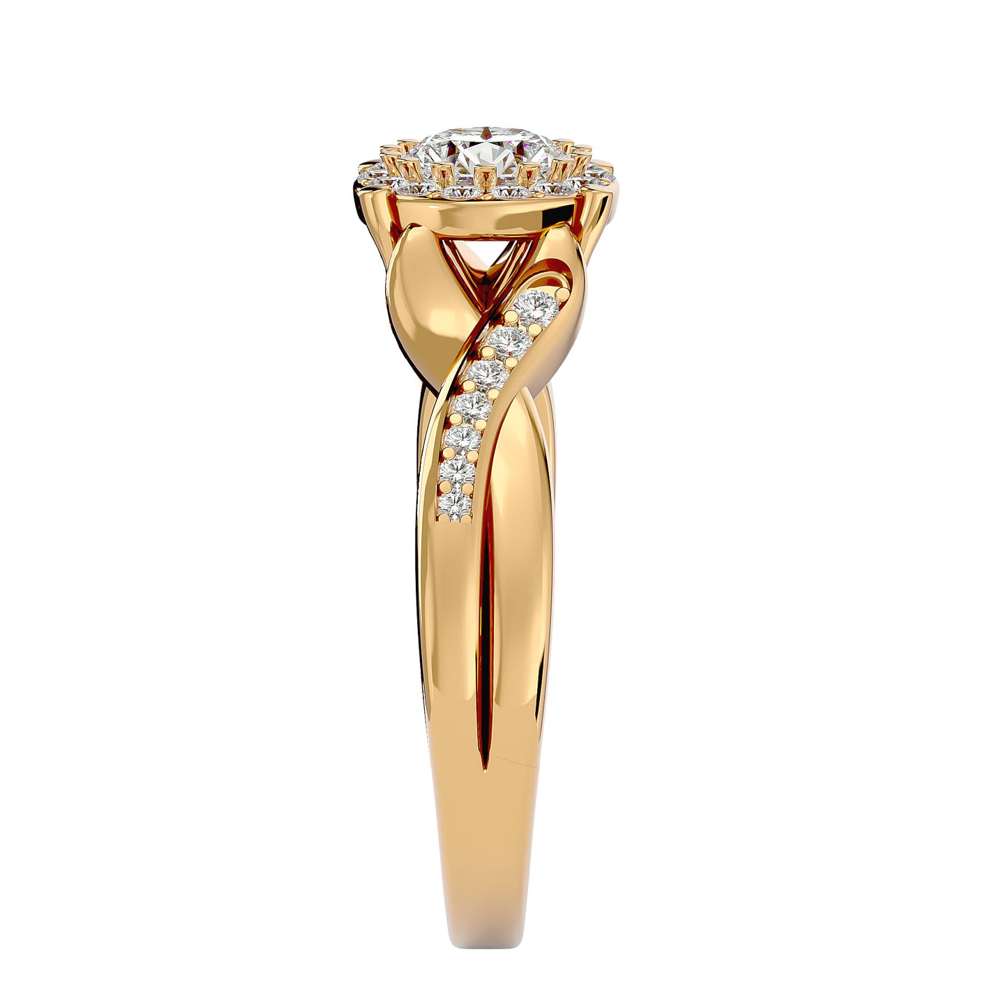 Tora halo criss cross diamond engagement ring