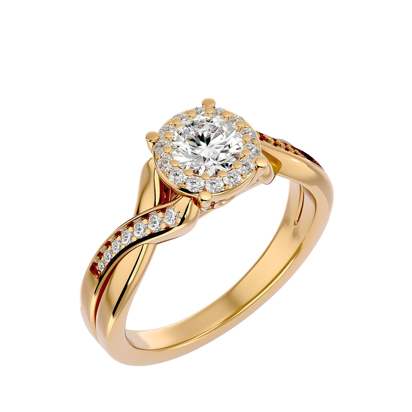 Tora halo criss cross diamond engagement ring