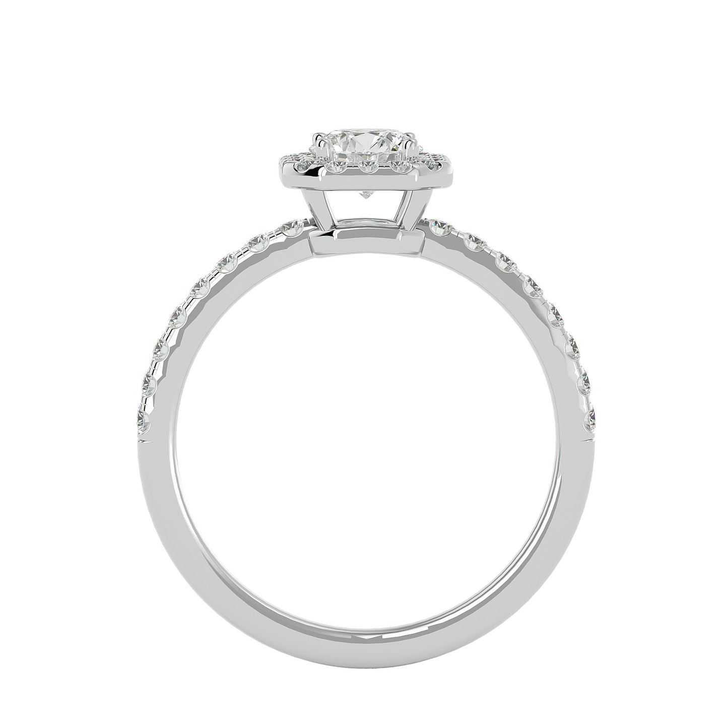 Ivory halo diamond engagement ring
