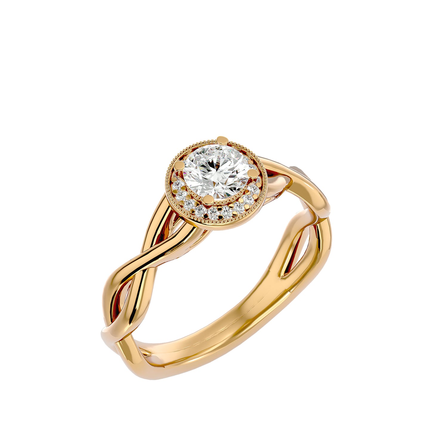 The Intertwined Halo Diamond Engagement Ring