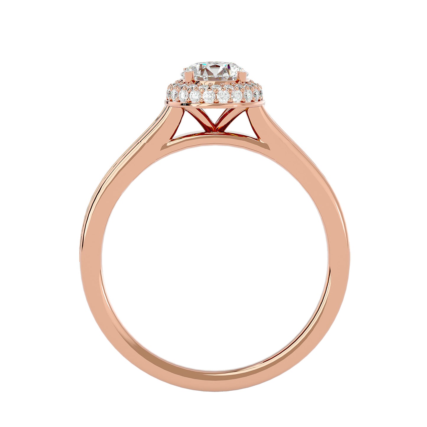 Eva halo tapered diamond engagement ring