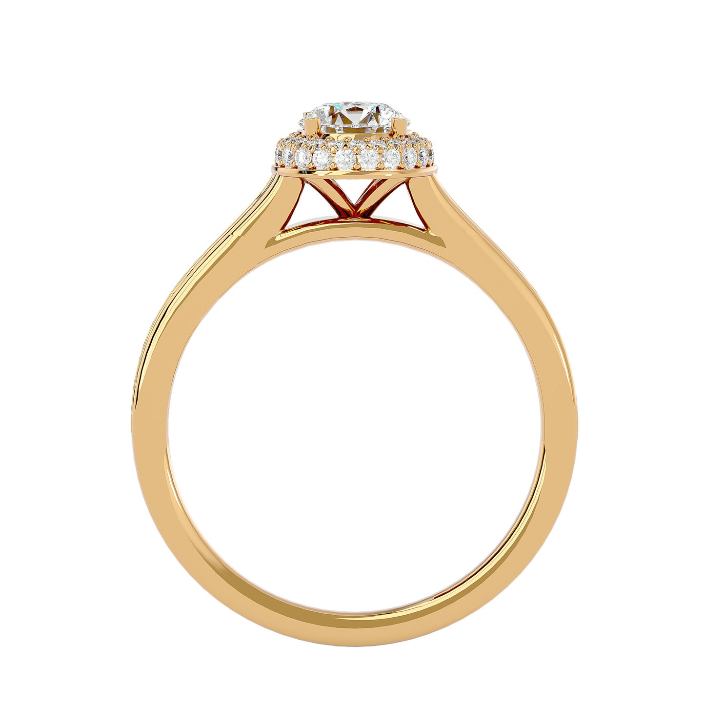 Eva halo tapered diamond engagement ring