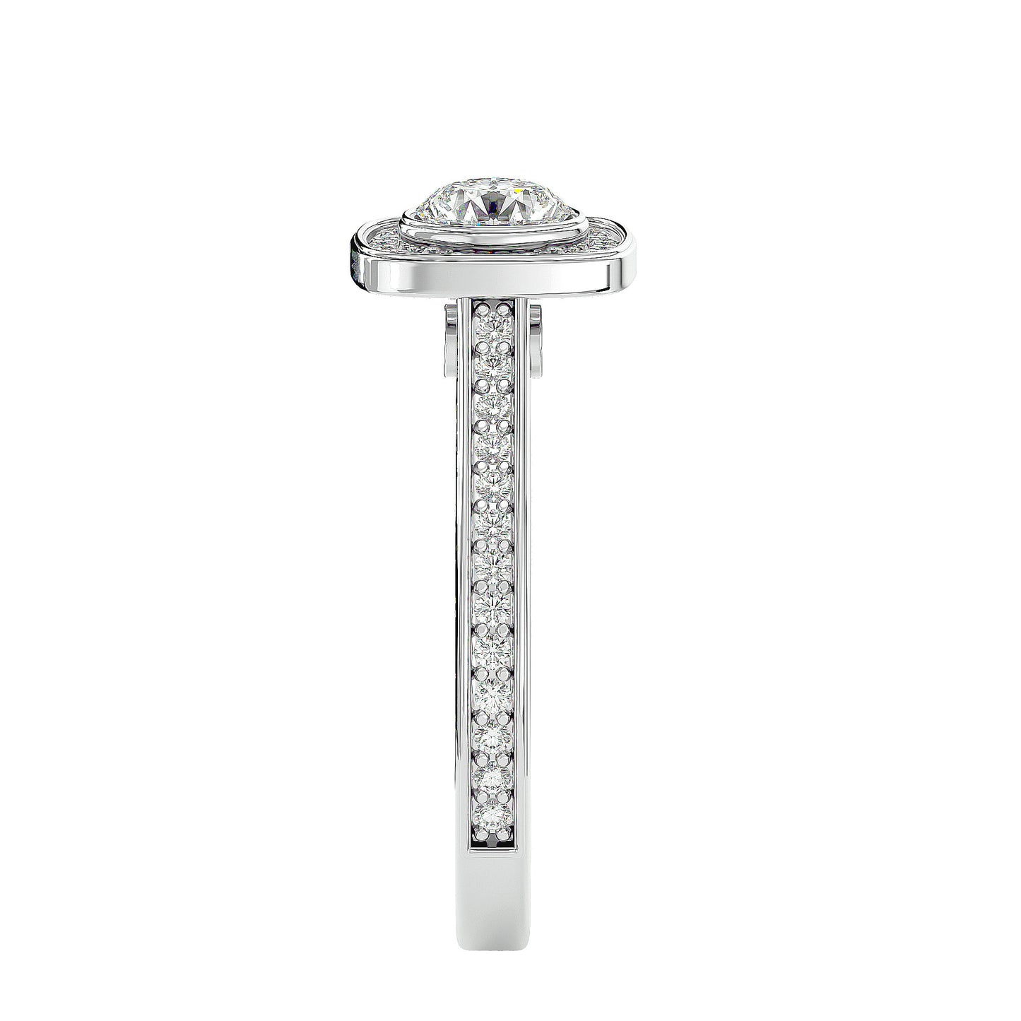 Lourdes halo diamond engagement ring