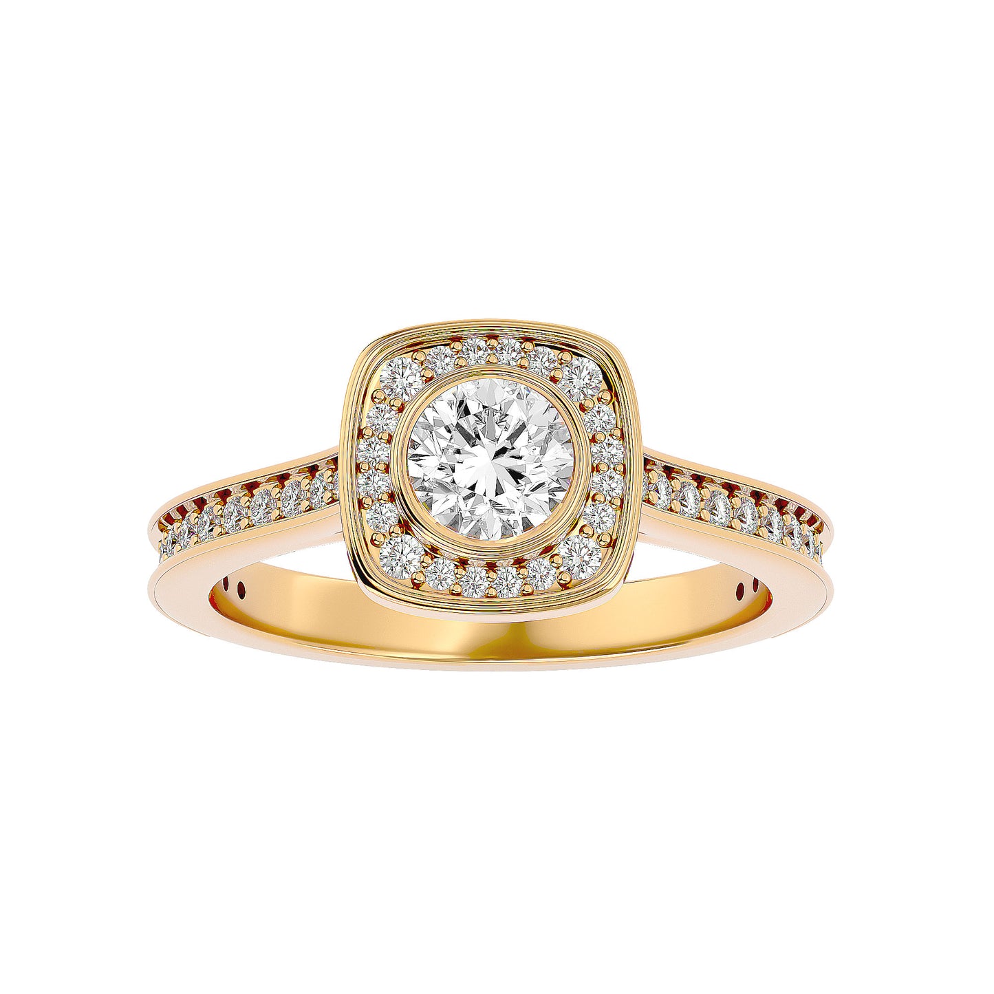 Lourdes halo diamond engagement ring