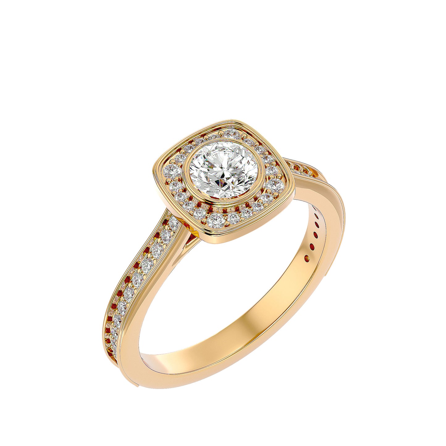 Lourdes halo diamond engagement ring