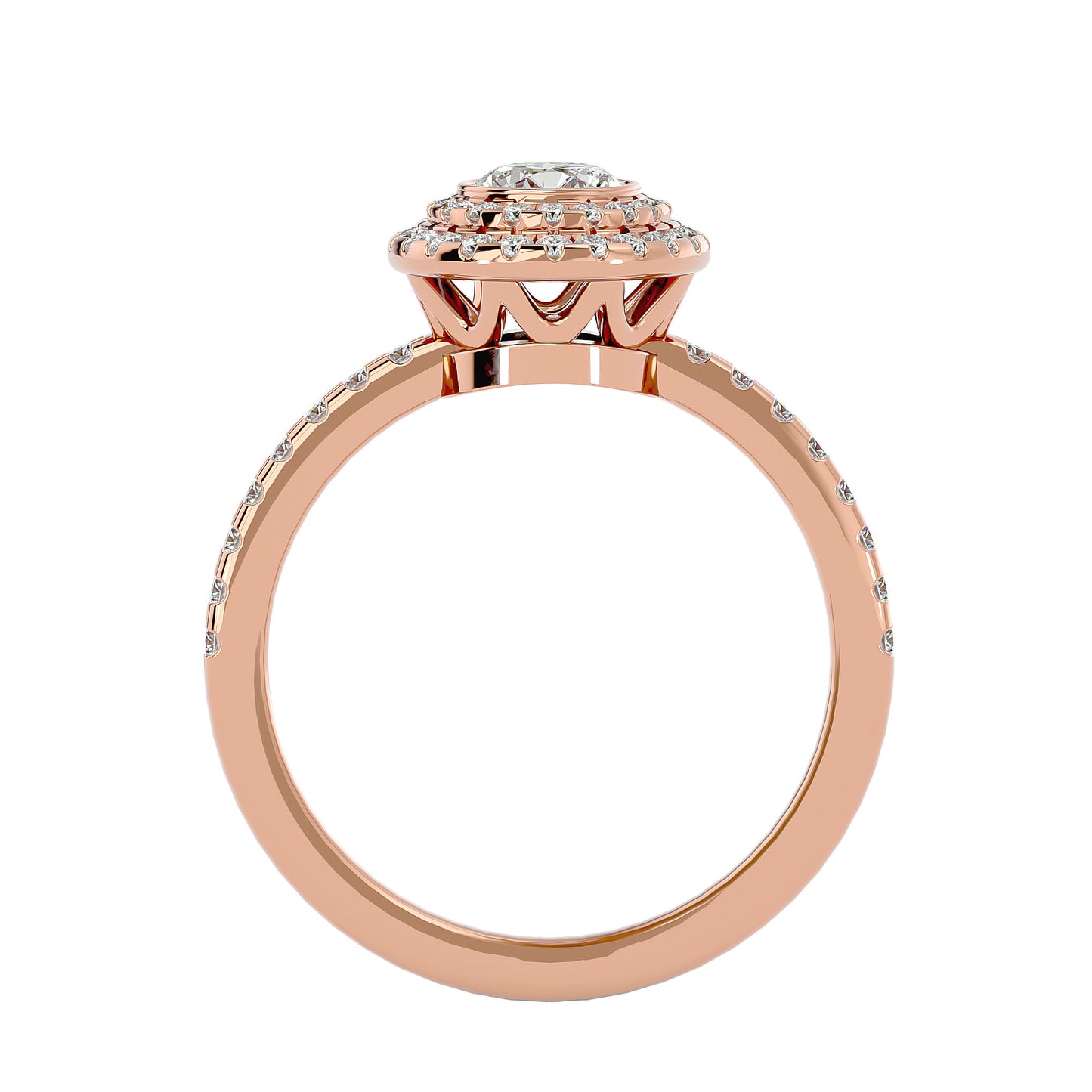 Misha Double Halo Diamond Engagement Ring