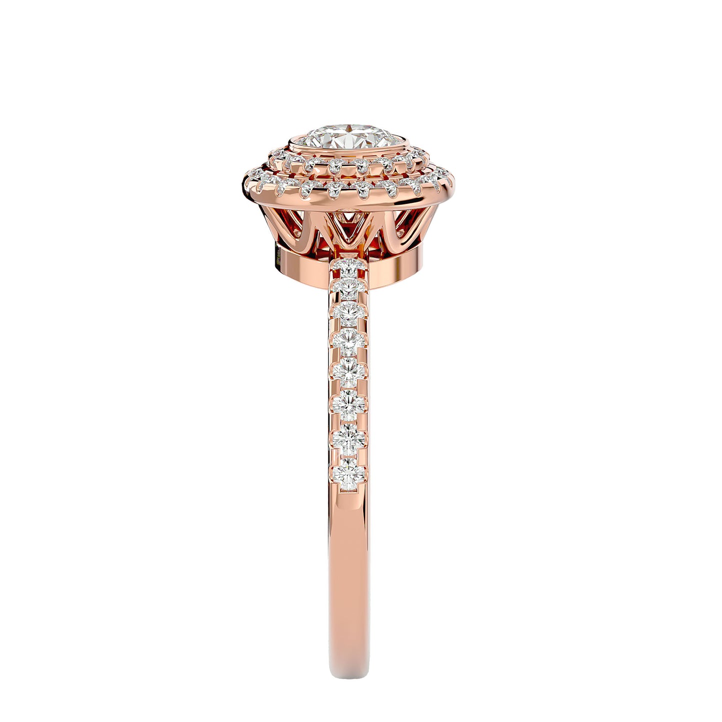 Misha Double Halo Diamond Engagement Ring